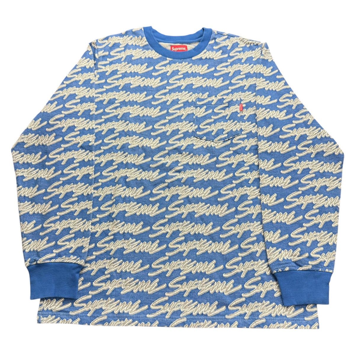 Supreme Supreme Signature Script Logo Long Sleeve Pocket Tee Royal Size US M / EU 48-50 / 2 - 1 Thumbnail