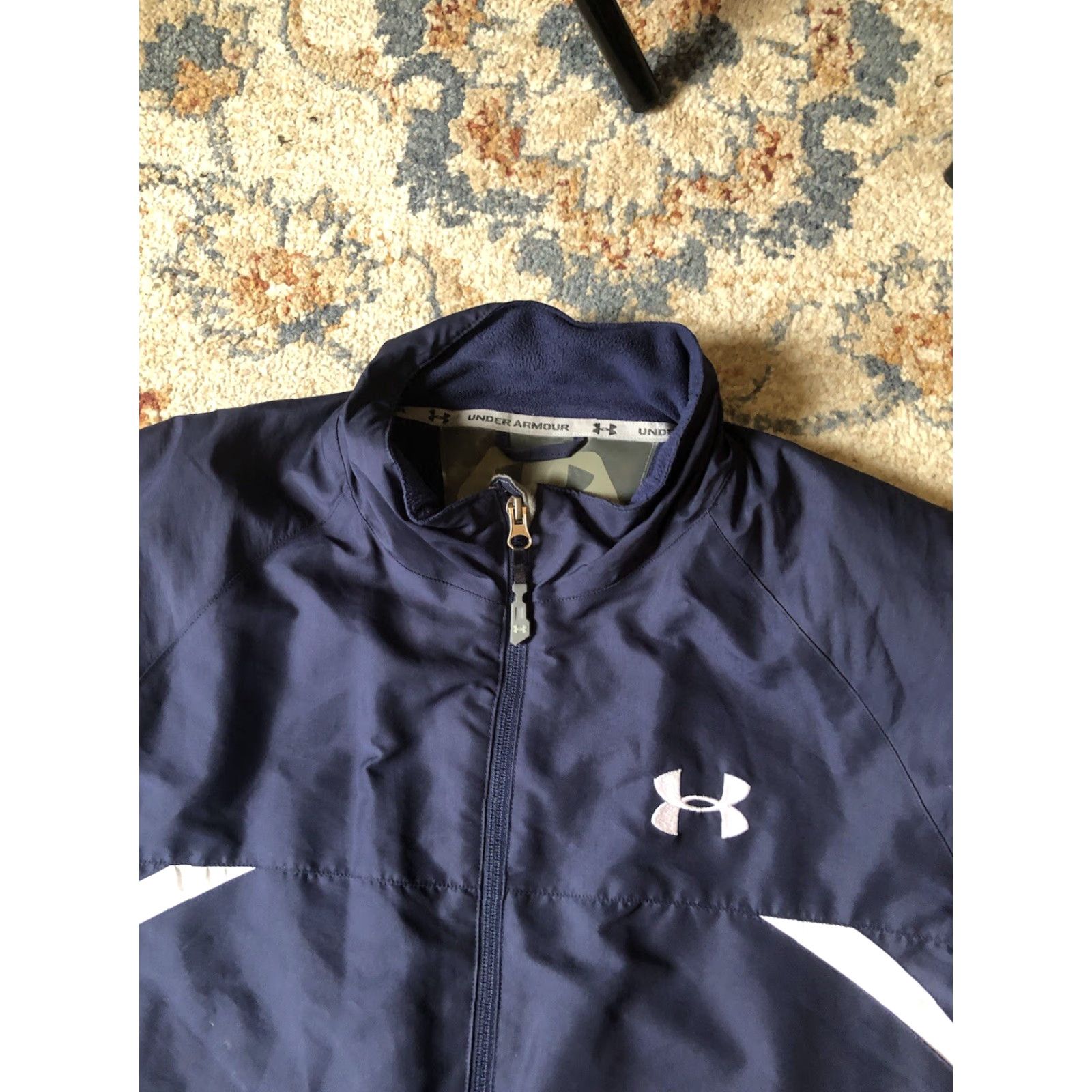 Under Armour UA UNDER ARMOUR MEN Performance JACKET FULL ZIP L NAVY BLUE FLEECE LINED Size US L / EU 52-54 / 3 - 6 Thumbnail
