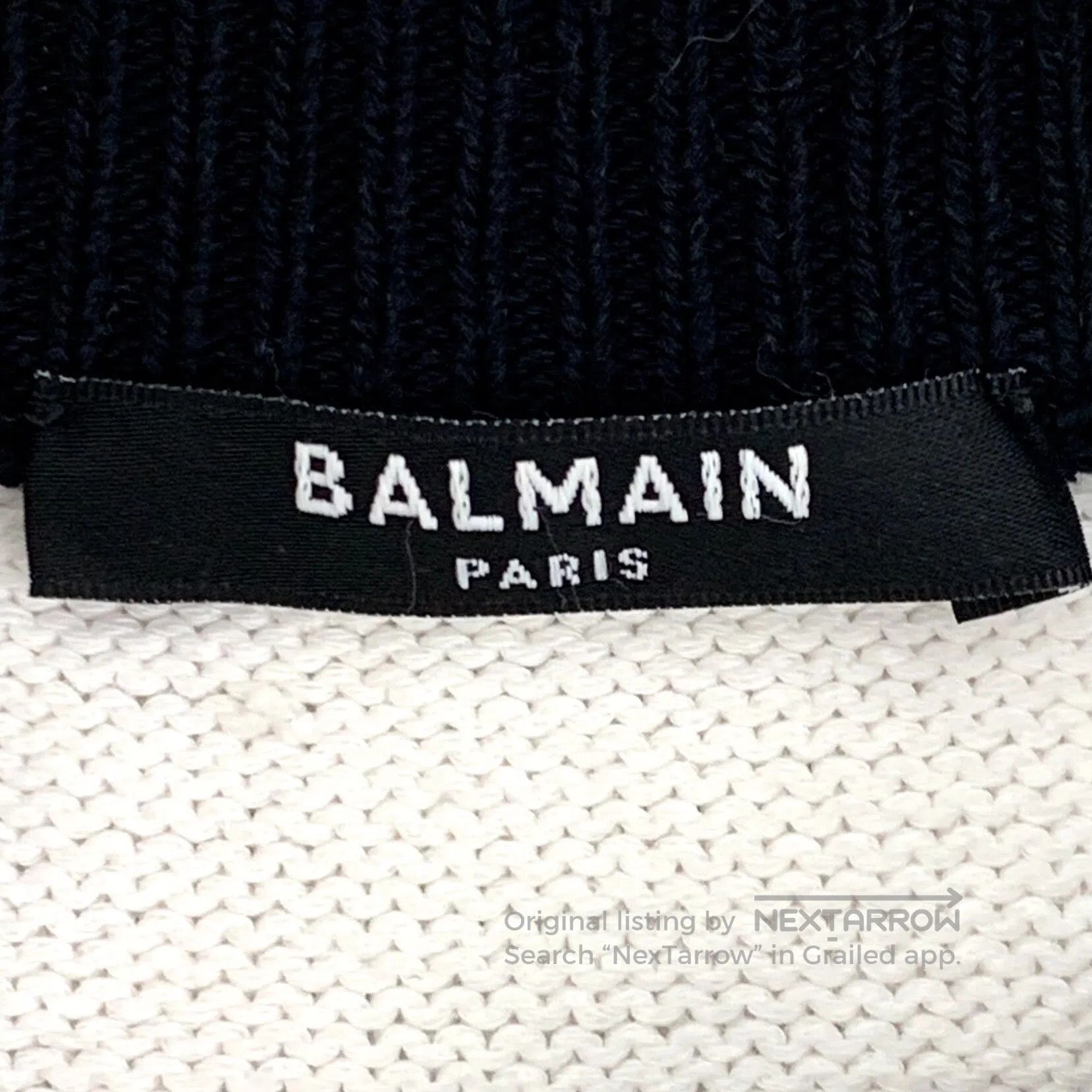 Balmain BALMAIN White Logo Embroidered Cotton Crew Neck Long Sleev Size XS / US 0-2 / IT 36-38 - 6 Thumbnail