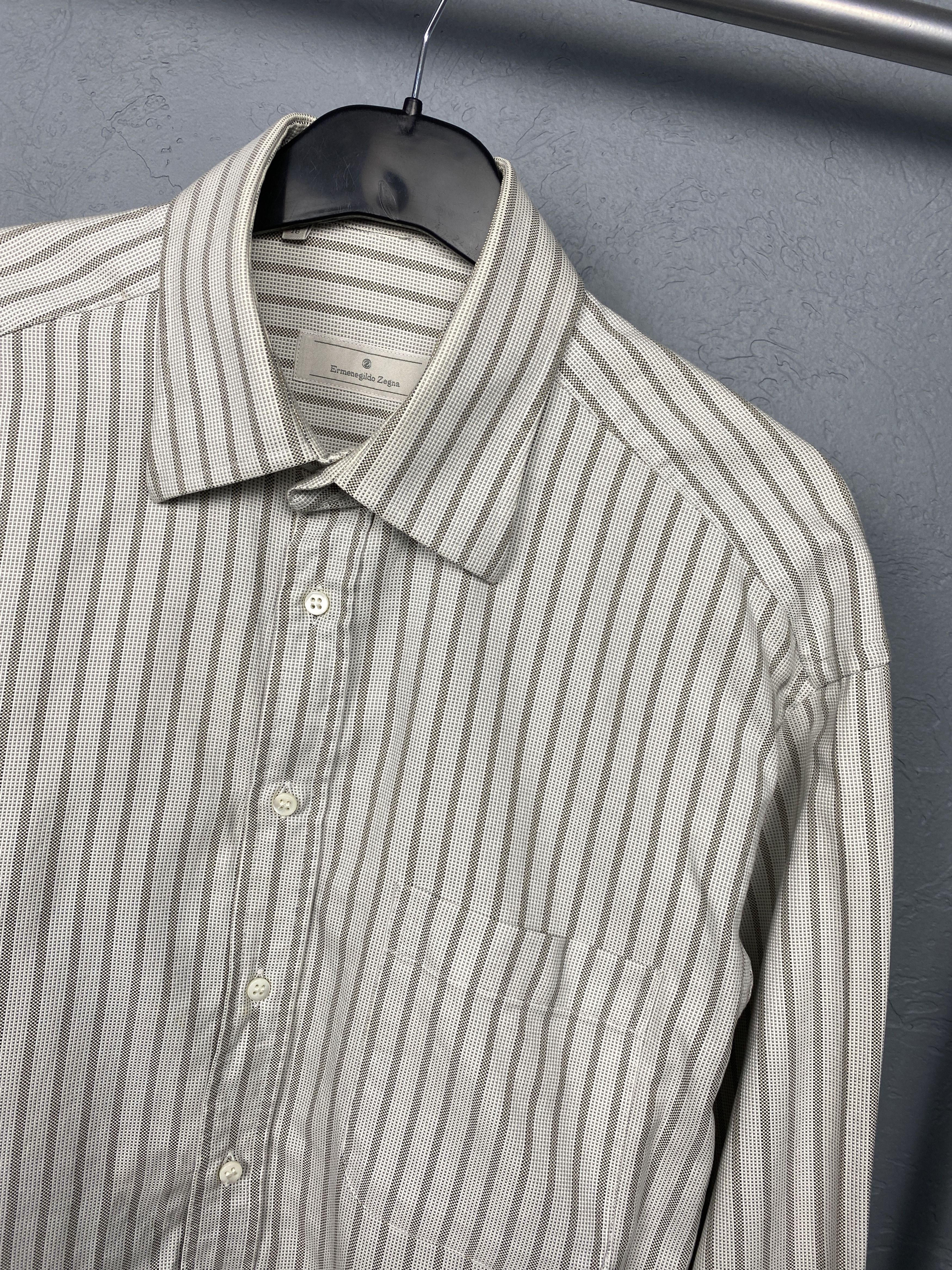 Ermenegildo Zegna Ermenegildo Zegna Mens Long Sleeve Striped Shirt Size US L / EU 52-54 / 3 - 2 Thumbnail