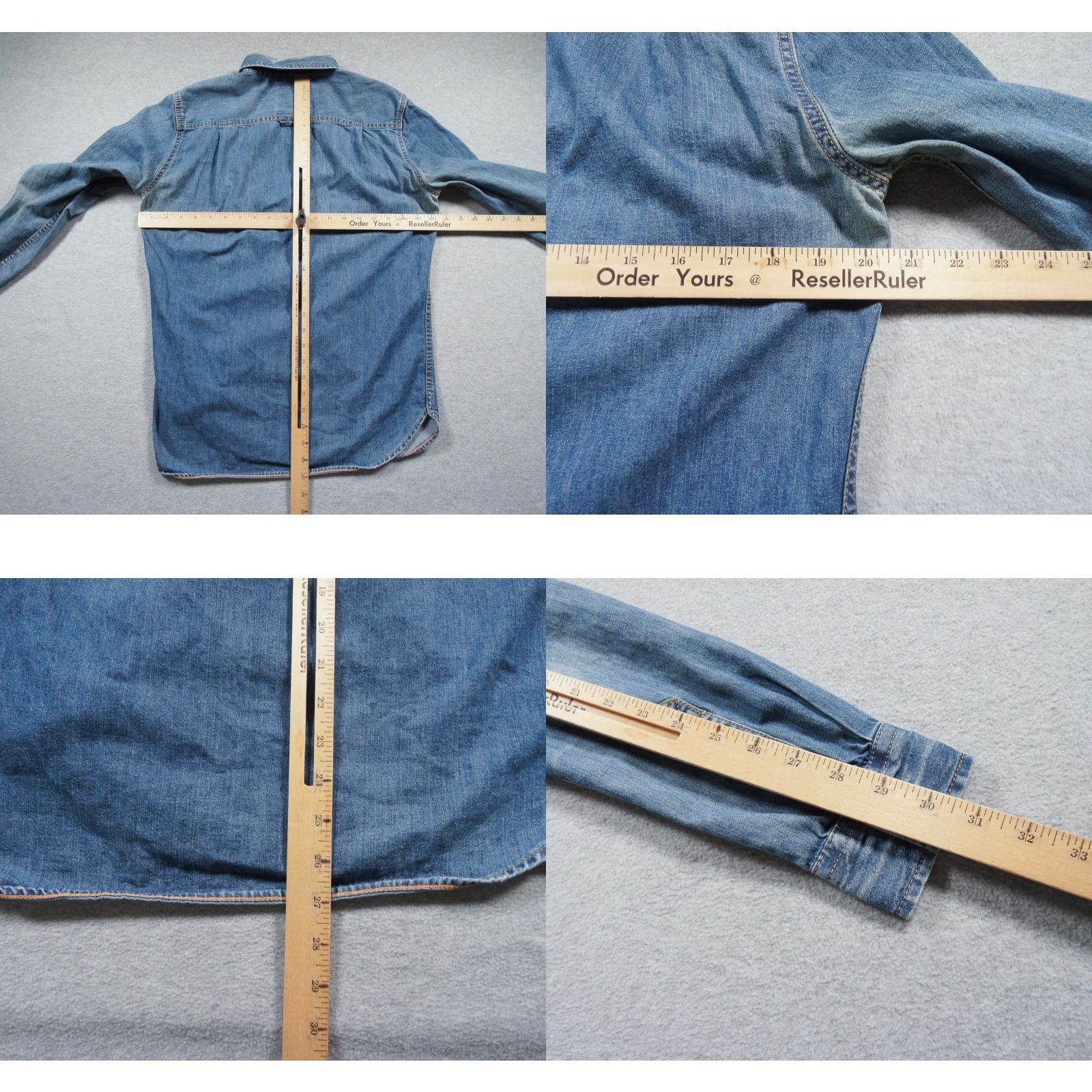 Superdry Superdry Shirt Mens Medium Blue Button Down Denim Jeans Long Sleeve Worn Workwear Size US M / EU 48-50 / 2 - 8 Thumbnail