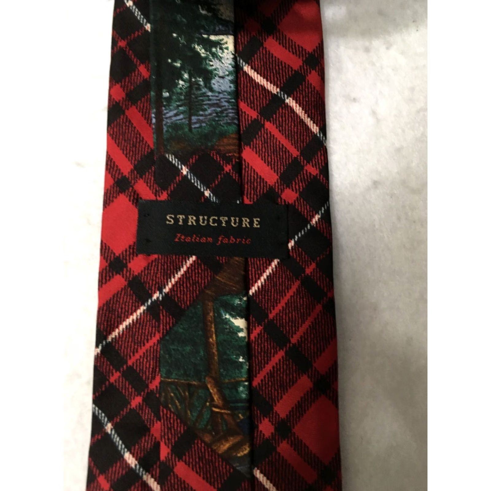 Vintage Structure Novelty Silk Tie landscape Men's Size ONE SIZE - 2 Thumbnail