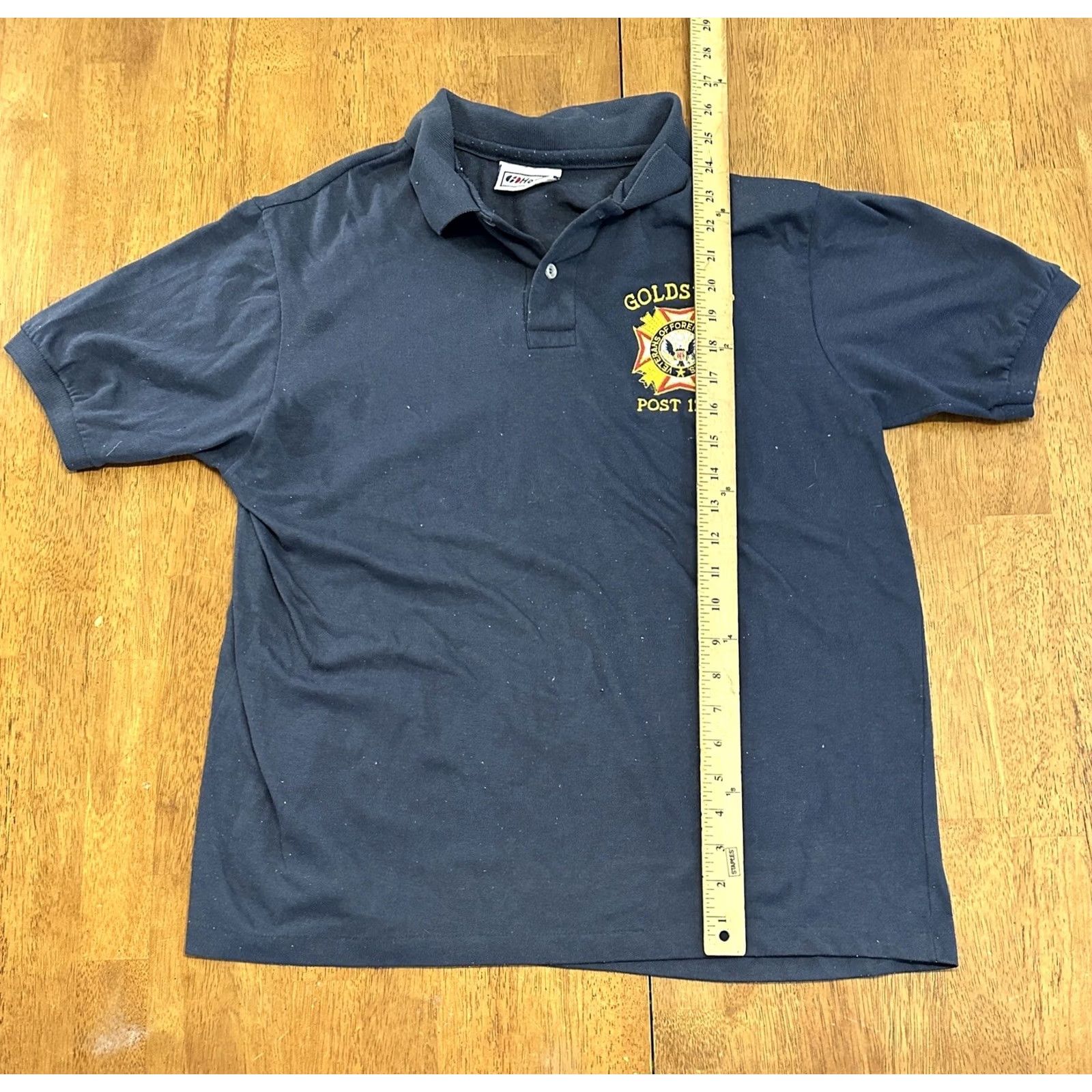 Hanes VINTAGE 80s Polo Shirt Navy Blue Veterans Medium Mens Size US M / EU 48-50 / 2 - 5 Thumbnail