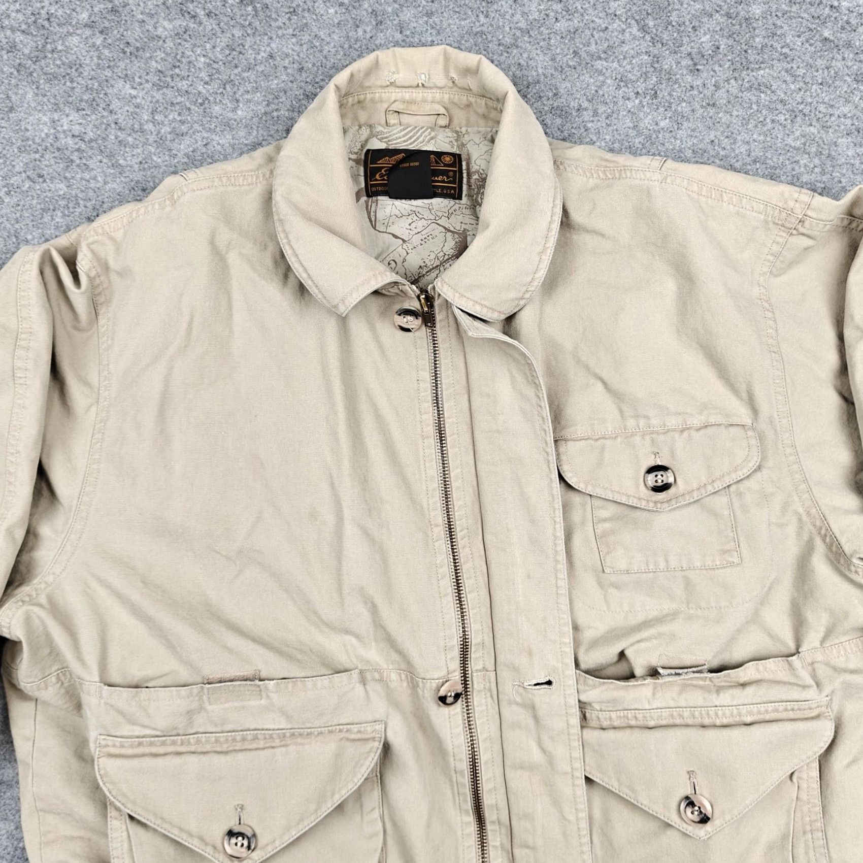 Eddie Bauer VINTAGE Eddie Bauer Jacket Mens Large Beige Canvas Map Lined Windbreaker Outdoor Jacket Size US L / EU 52-54 / 3 - 7 Thumbnail