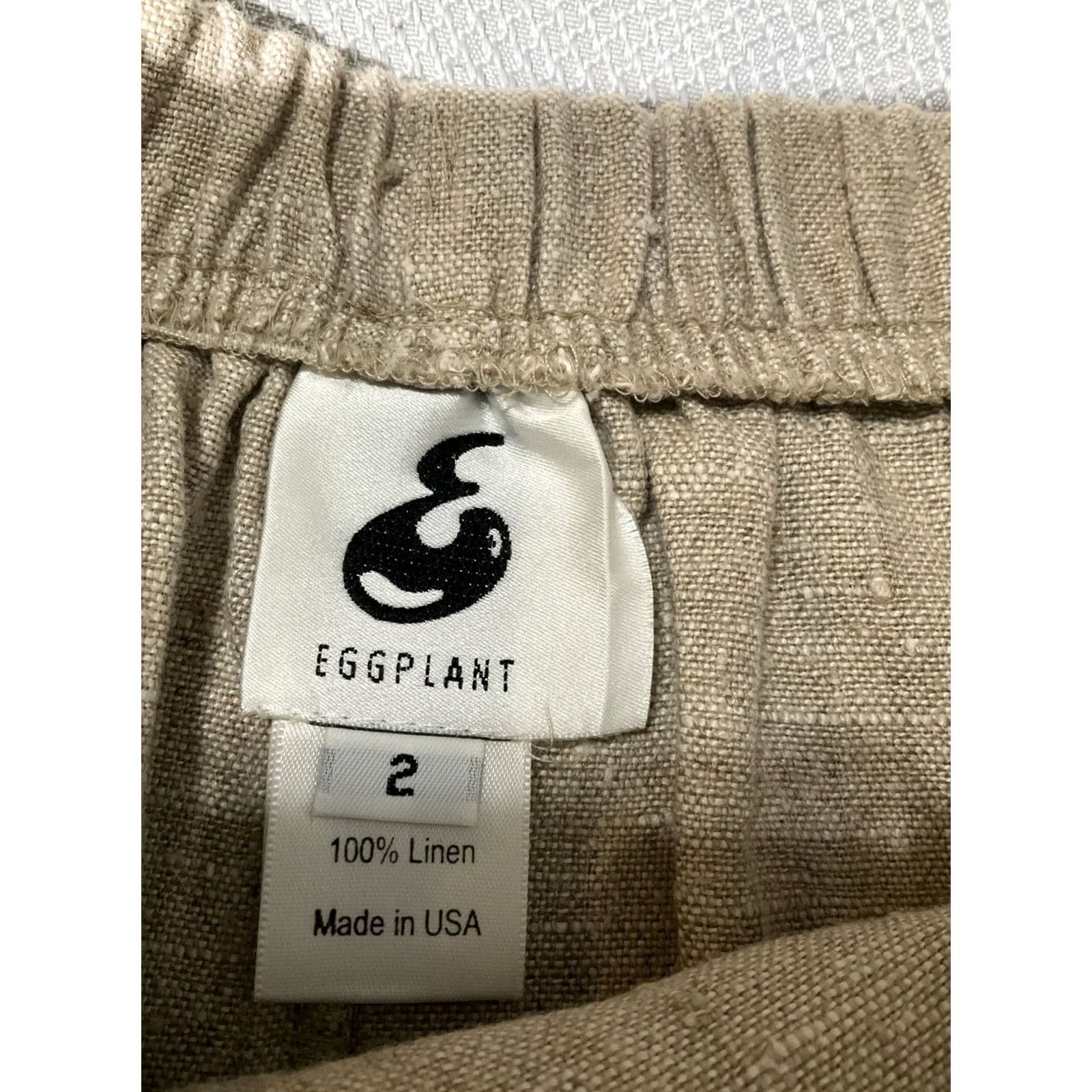 Vintage VINTAGE Eggplant Skirt Womens US Size 2 Beige 100% Linen Pencil Button Elastic Waist Long Skirt Body/Workwear/Party Womens Size 26" / US 2 / IT 38 - 7 Thumbnail