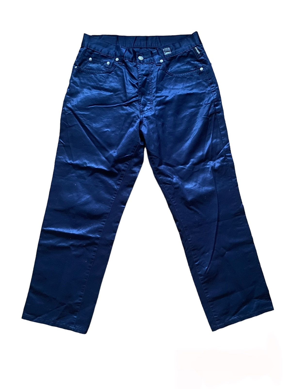 image of Versace Jeans Couture Versace Jean Couture Satin Silk Trousers in Navy, Men's (Size 30)