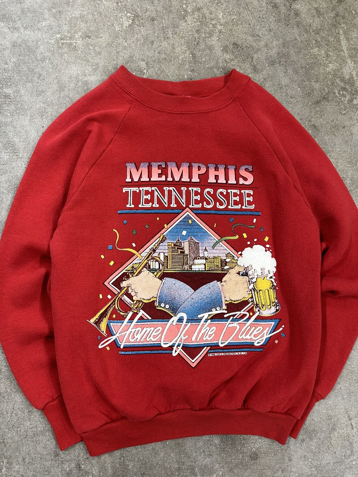 Vintage Vintage 80s Memphis Tennessee Home Of The Blues Sweatshirt Size S / US 4 / IT 40 - 3 Thumbnail