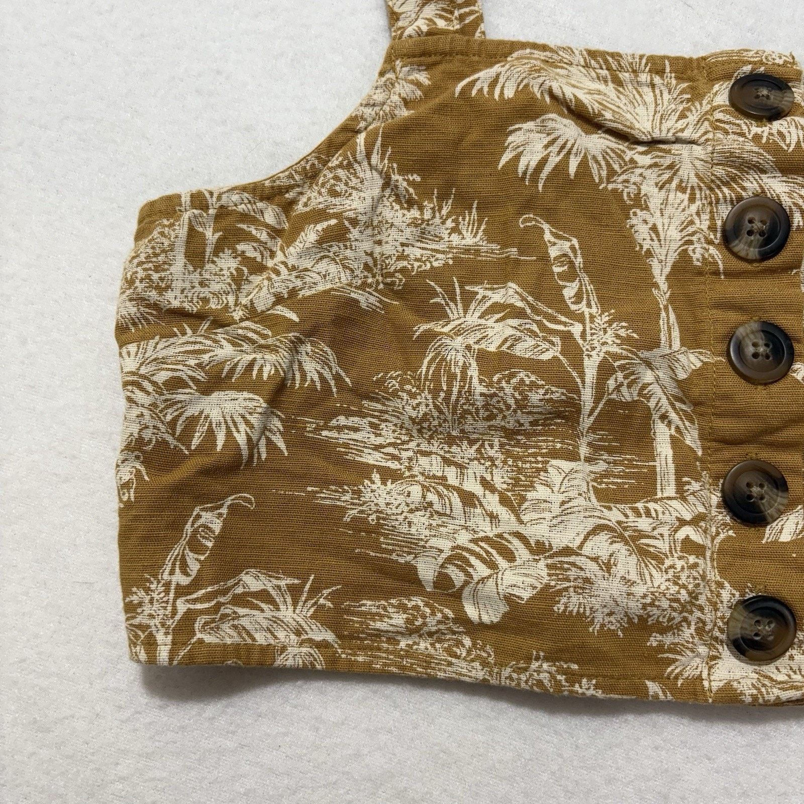 American Eagle Outfitters American Eagle Small Crop Top Tank Palm Tree Floral Button Size S / US 4 / IT 40 - 5 Thumbnail