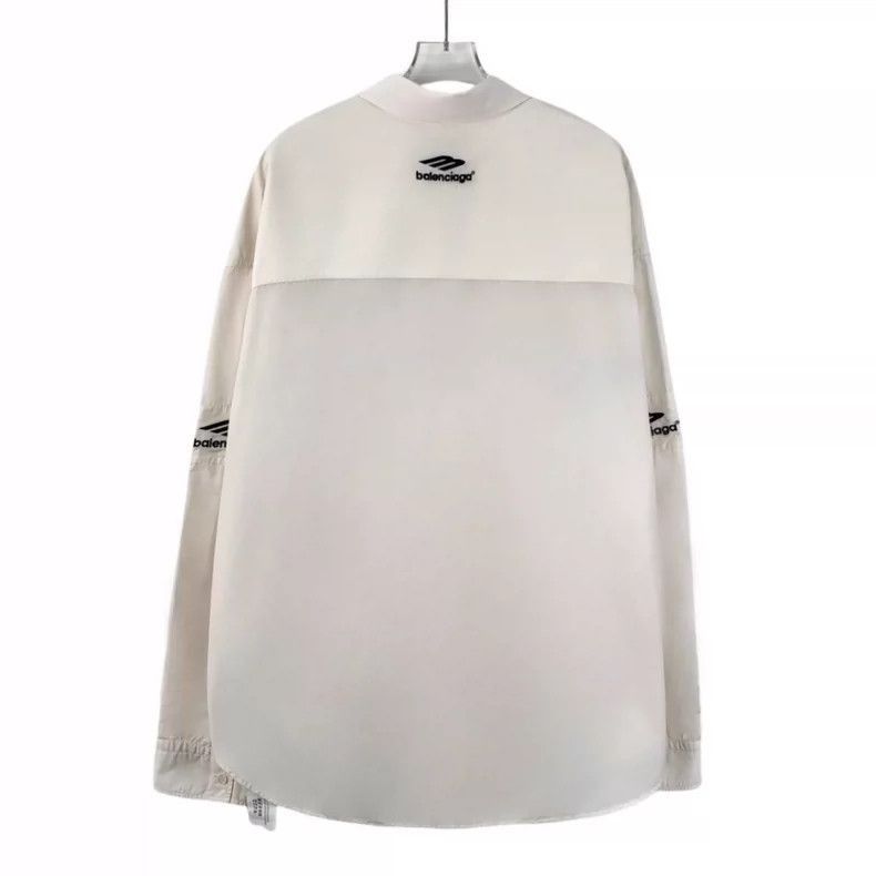 Balenciaga Balenciaga Beige Striped Logo Embroidered Shirt-2505 Size US M / EU 48-50 / 2 - 2 Thumbnail