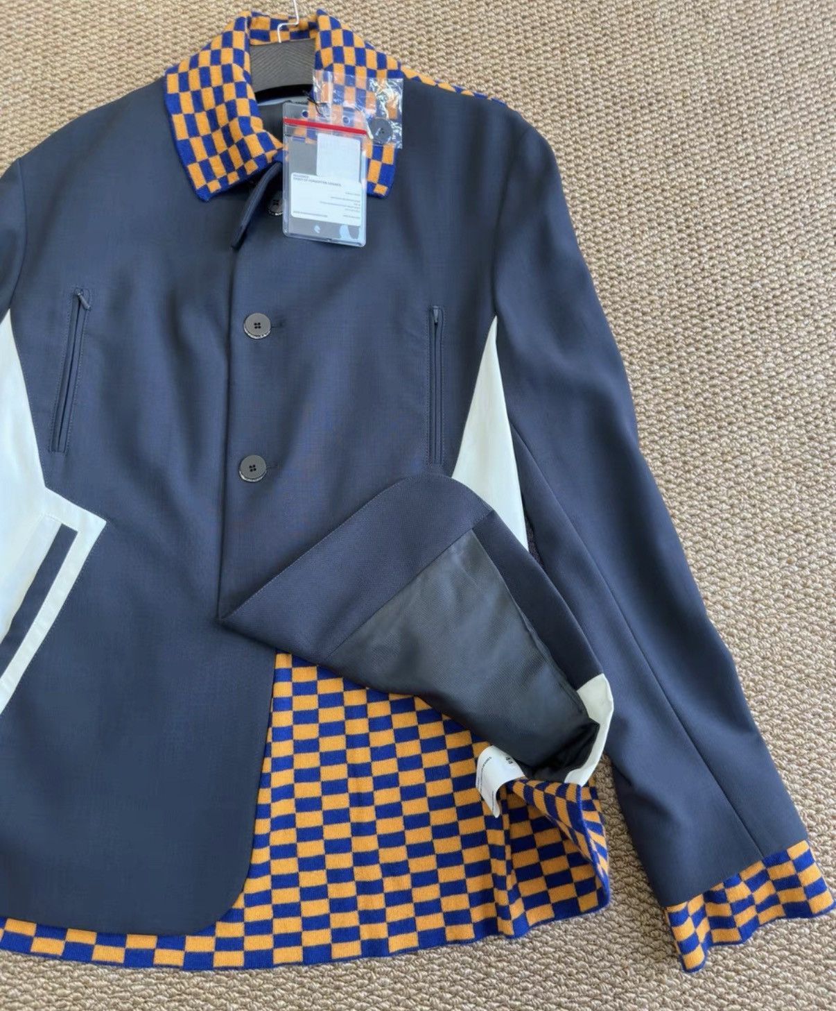 Kiko Kostadinov KIKO KOSTADINOV 23AW Runway Off-White Check Blazer K23 Size US S / EU 44-46 / 1 - 6 Thumbnail