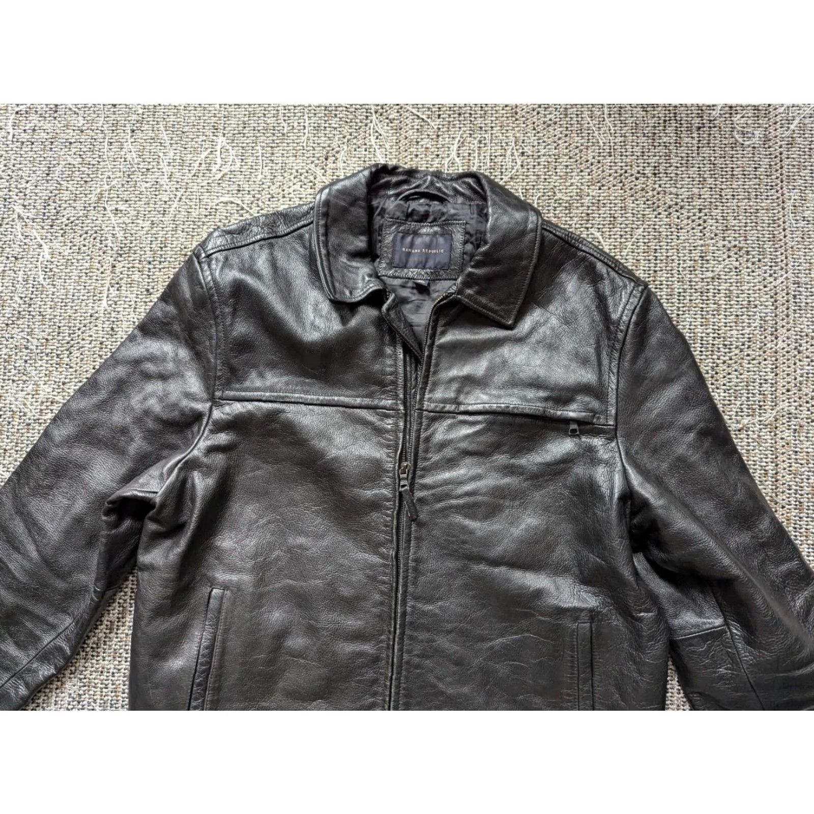 Banana Republic Banana Republic leather jacket XL black cowhide MOTORCYCLE jacket Mens XL Black leather Motorcycle Jacket Size US XL / EU 56 / 4 - 4 Thumbnail