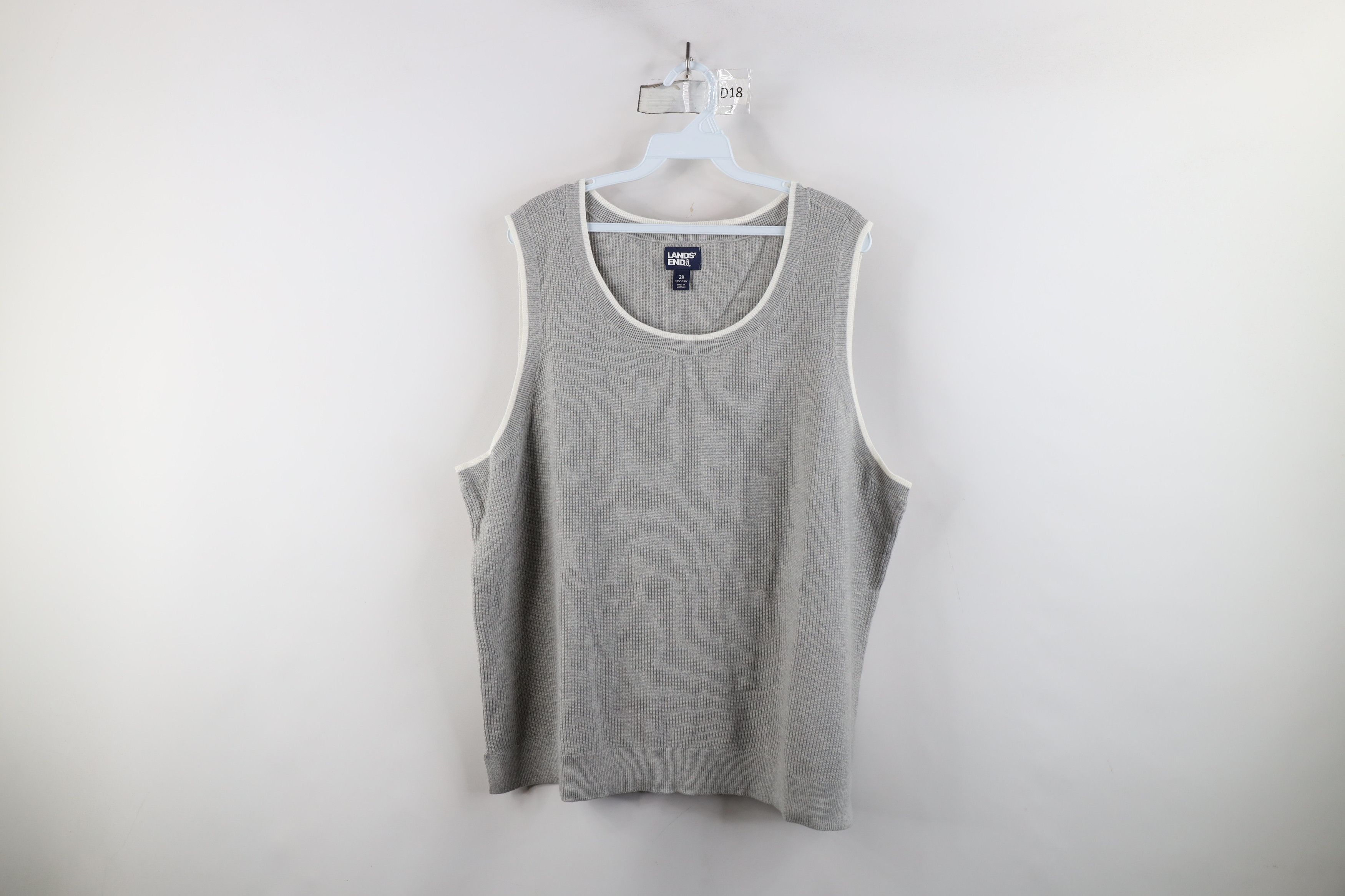 Lands' End × Vintage Vintage Lands End Blank Cotton Ribbed Knit Sweater Vest Gray Size XXL / US 16-18 / IT 52-54 - 1 Thumbnail