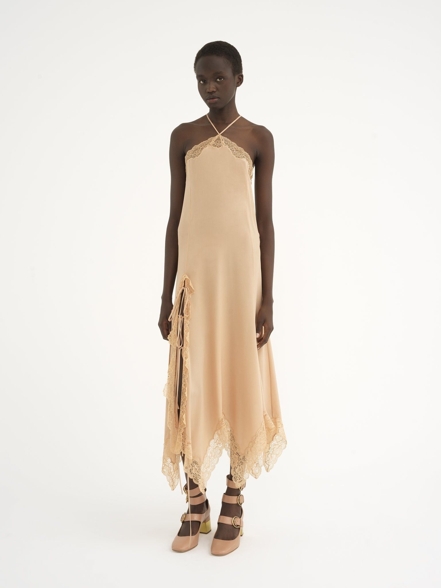 Chloe o1loc1c11025 Lingerie Halterneck Dress in Sand Brown Size L / US 10 / IT 46 - 3 Thumbnail