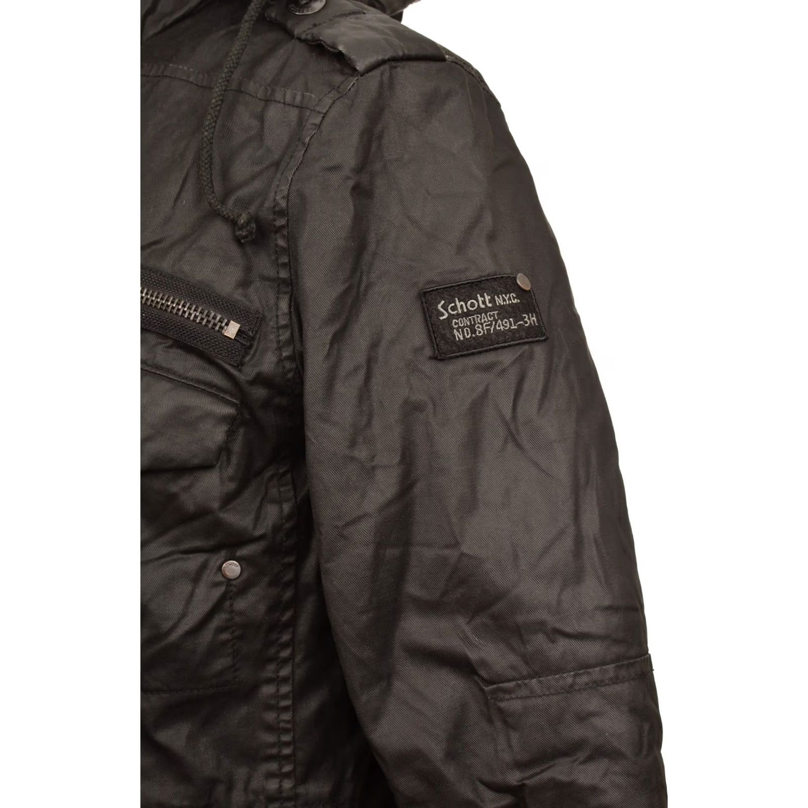 Schott DDP Schott NYC Marlon Wax Jacket L Jacket Men Black Military Shaft 100% Cotton Size US L / EU 52-54 / 3 - 3 Thumbnail