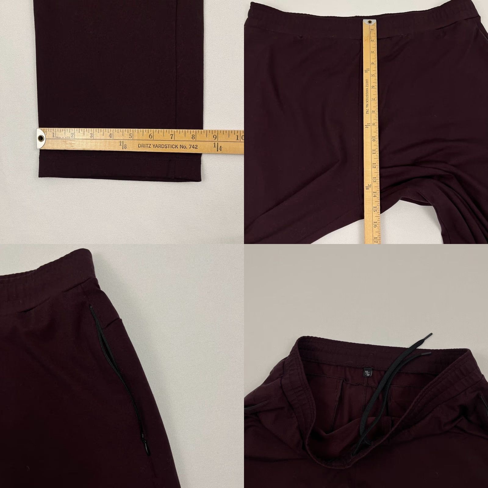 Vintage Public Rec Pants Mens 40x28 Straight Maroon Burgundy Athleisure Stretch Elastic 5-Pocket Design Regular Size 40 Iron Size US 40 / EU 56 - 8 Thumbnail
