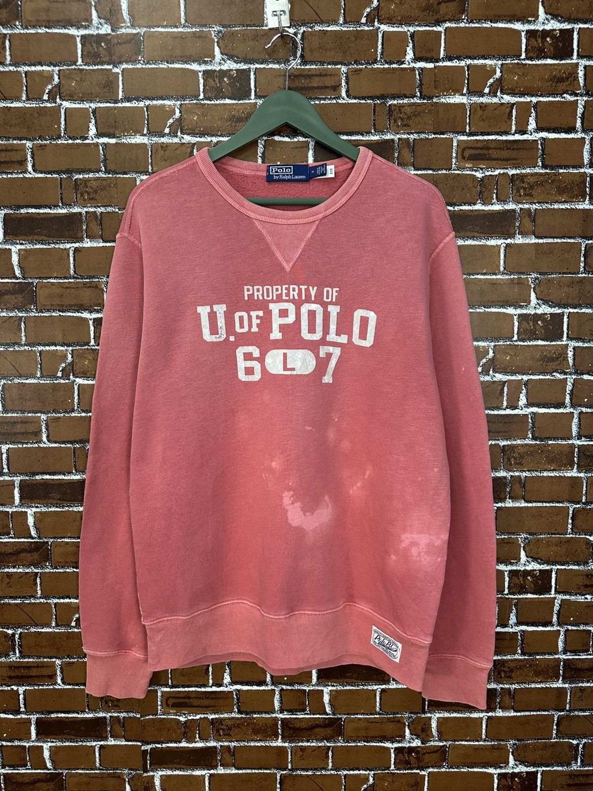 Polo Ralph Lauren Vintage US Polo Ralph Lauren Faded Bleach Crewneck Z401 Size US M / EU 48-50 / 2 - 1 Thumbnail