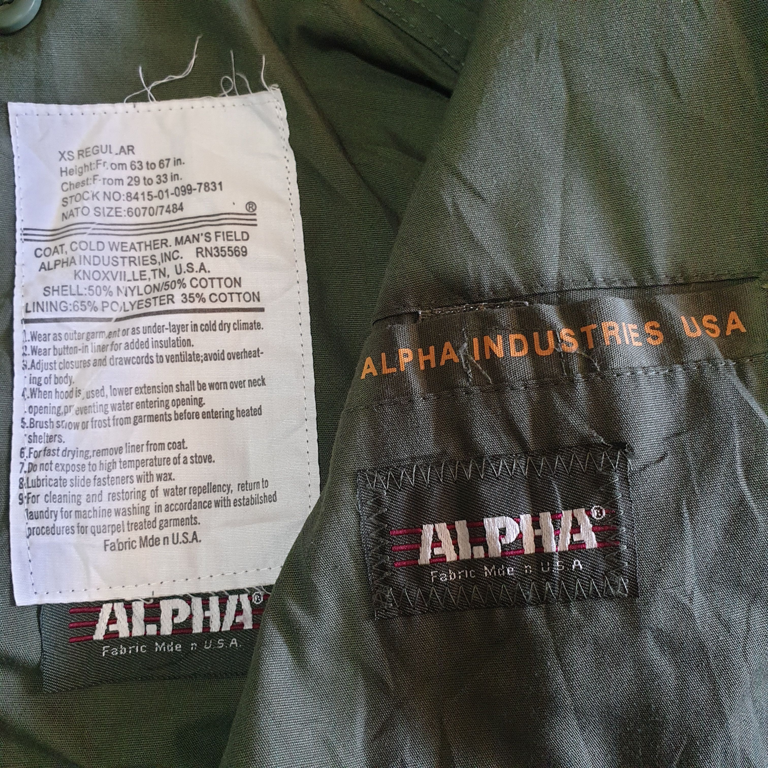 Alpha Industries ALPHA INDUSTRIES Coat Cold Weather Field RN35569 Size US XS / EU 42 / 0 - 4 Thumbnail