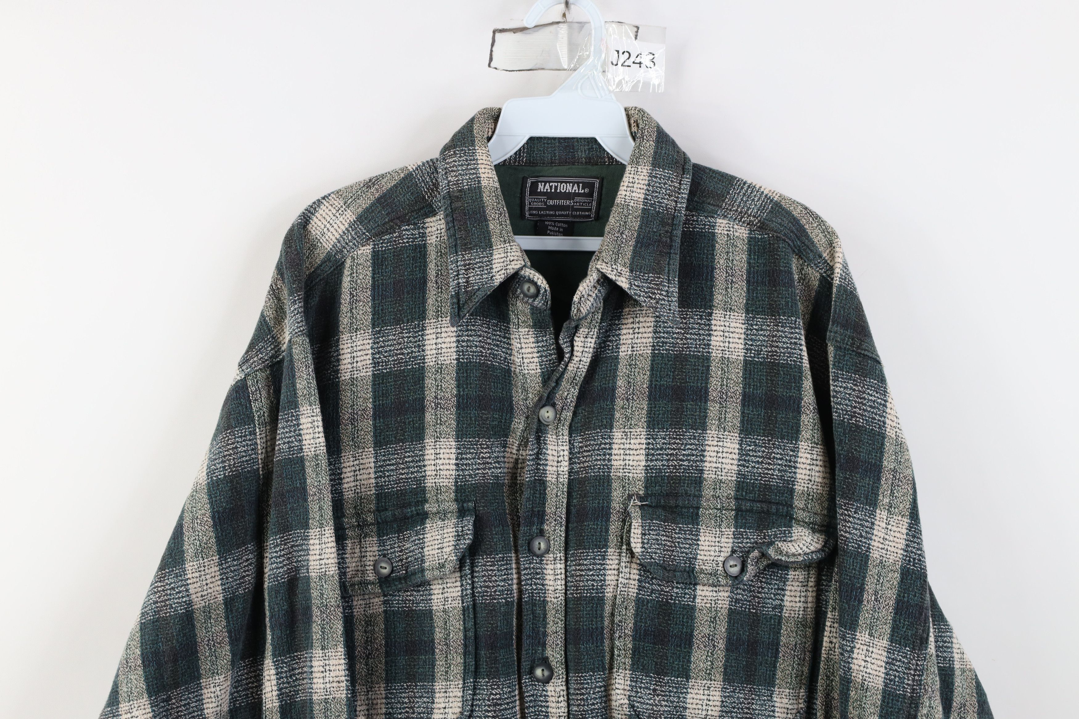 Vintage Vintage 90s Streetwear Tweed Collared Button Shirt Plaid Size US L / EU 52-54 / 3 - 2 Thumbnail