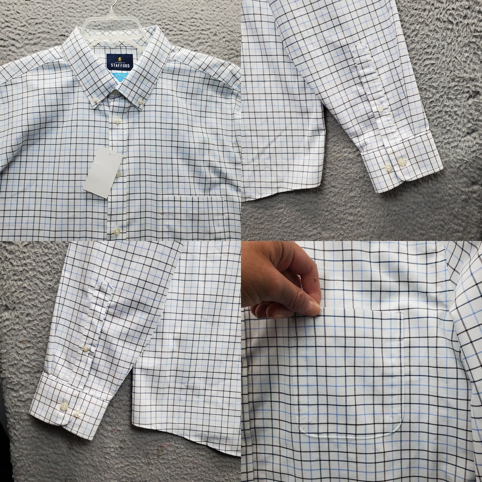 Stafford Stafford Mens Dress Shirt XLT Multi Check Button-Down Collar Regular Fit NWT Men’s Shirt Size 46R - 8 Thumbnail