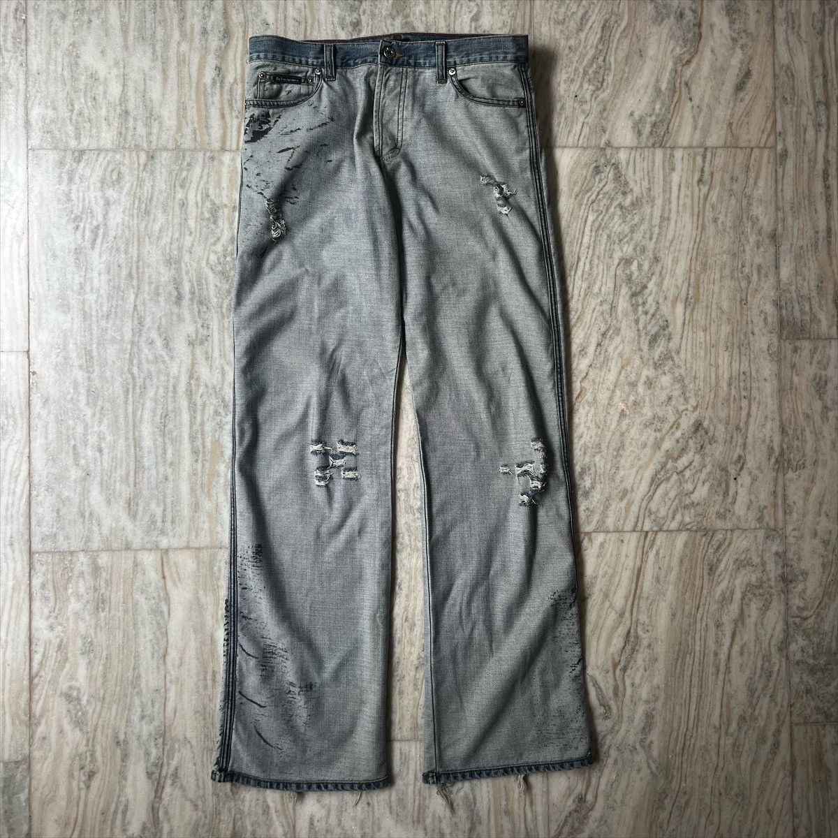 Dolce & Gabbana 2002 Dolce Gabbana Inside out Oil stain Denim Size US 31 - 2 Thumbnail