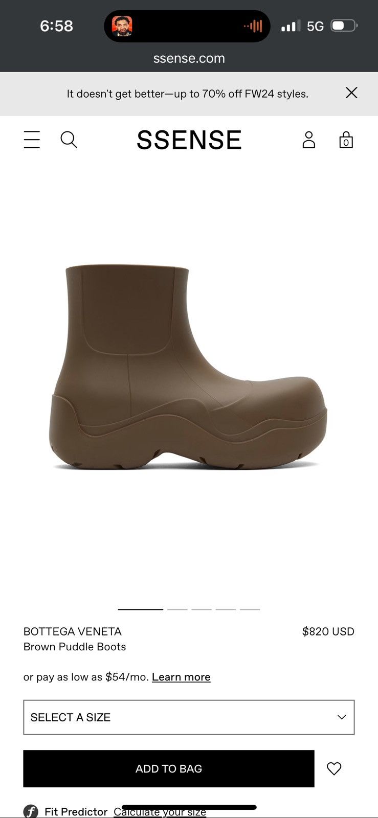 Bottega Veneta INSANE $820 PUDDLE BOOTS RAIN RUBBER CHUNKY BEIGE BROWN Size US 9 / EU 42 - 2 Thumbnail