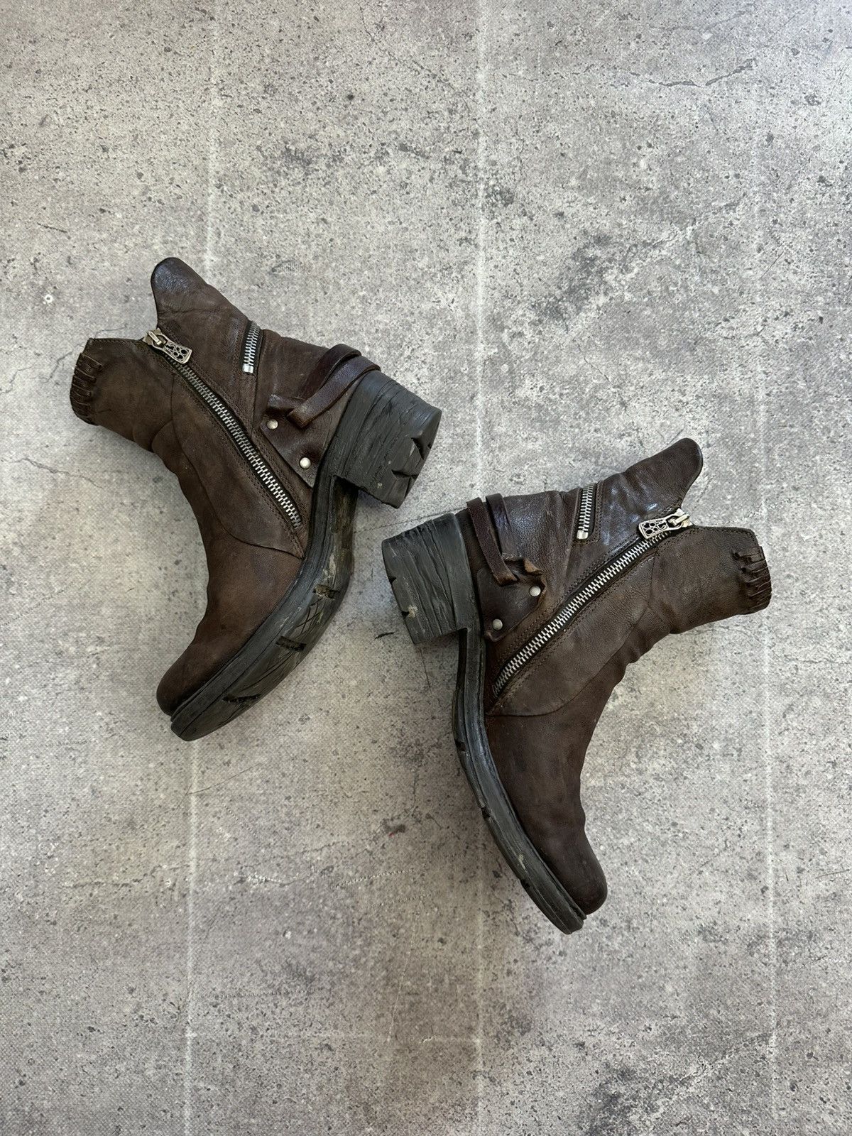 If Six Was Nine × Japanese Brand × Vintage Vintage Italian AS 98 Rick Owens Style Leather Biker Boots Size US 8 / IT 38 - 6 Thumbnail