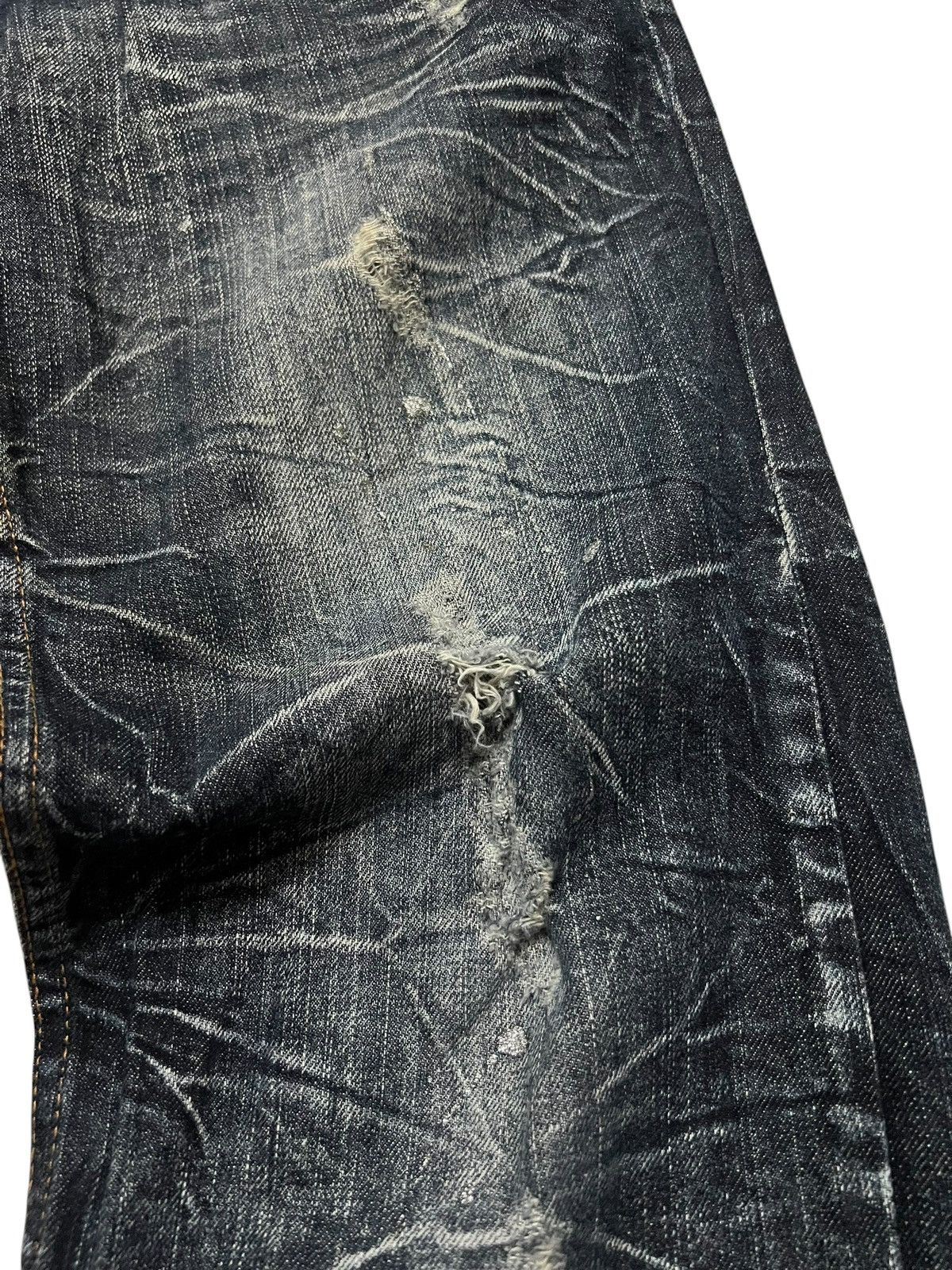 Japanese Brand 💥Double Waist💥Nylaus Clothing Distressed Clawmark Jean Size US 31 - 6 Thumbnail