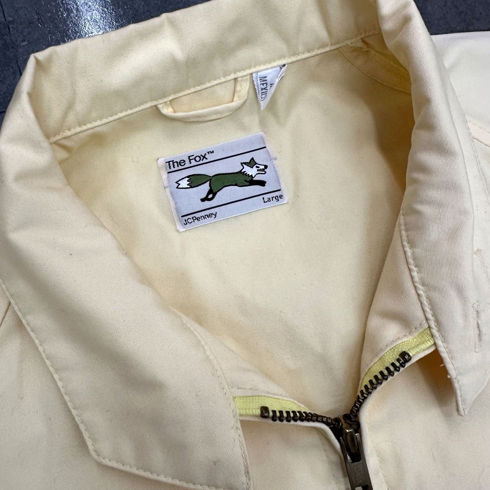 JCPenney VINTAGE JCPenny Yellow Jacket Fox Embroidery The Fox™ Green YKK Zipper 80s 90s Mens Size L / US 10 / IT 46 - 2 Thumbnail