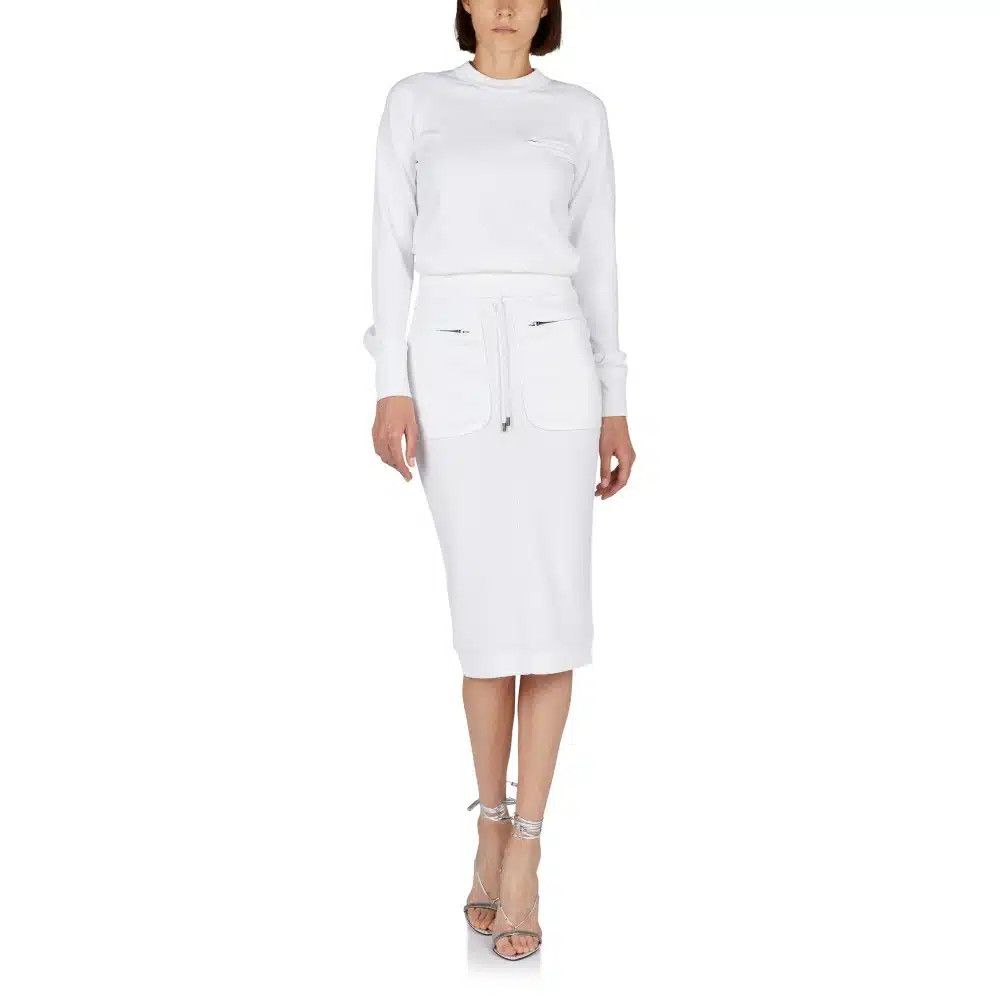 Tom Ford o1loc1c0325 GCK105 Pencil Midi Skirt in White Size 26" / US 2 / IT 38 - 2 Thumbnail