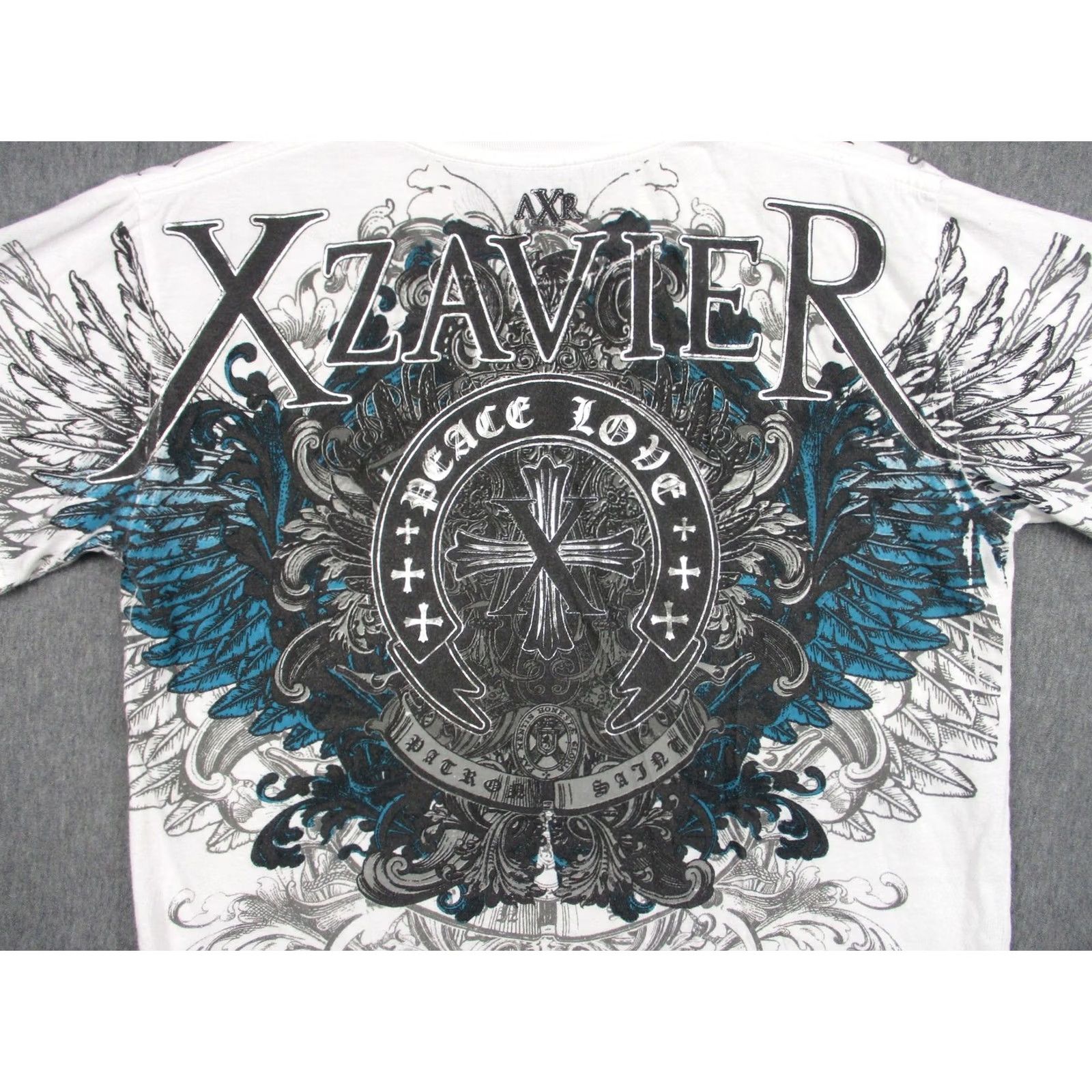 Vintage Xzavier Shirt Mens M White Cross Wings Graphic Peace Love Tee Size US M / EU 48-50 / 2 - 7 Thumbnail