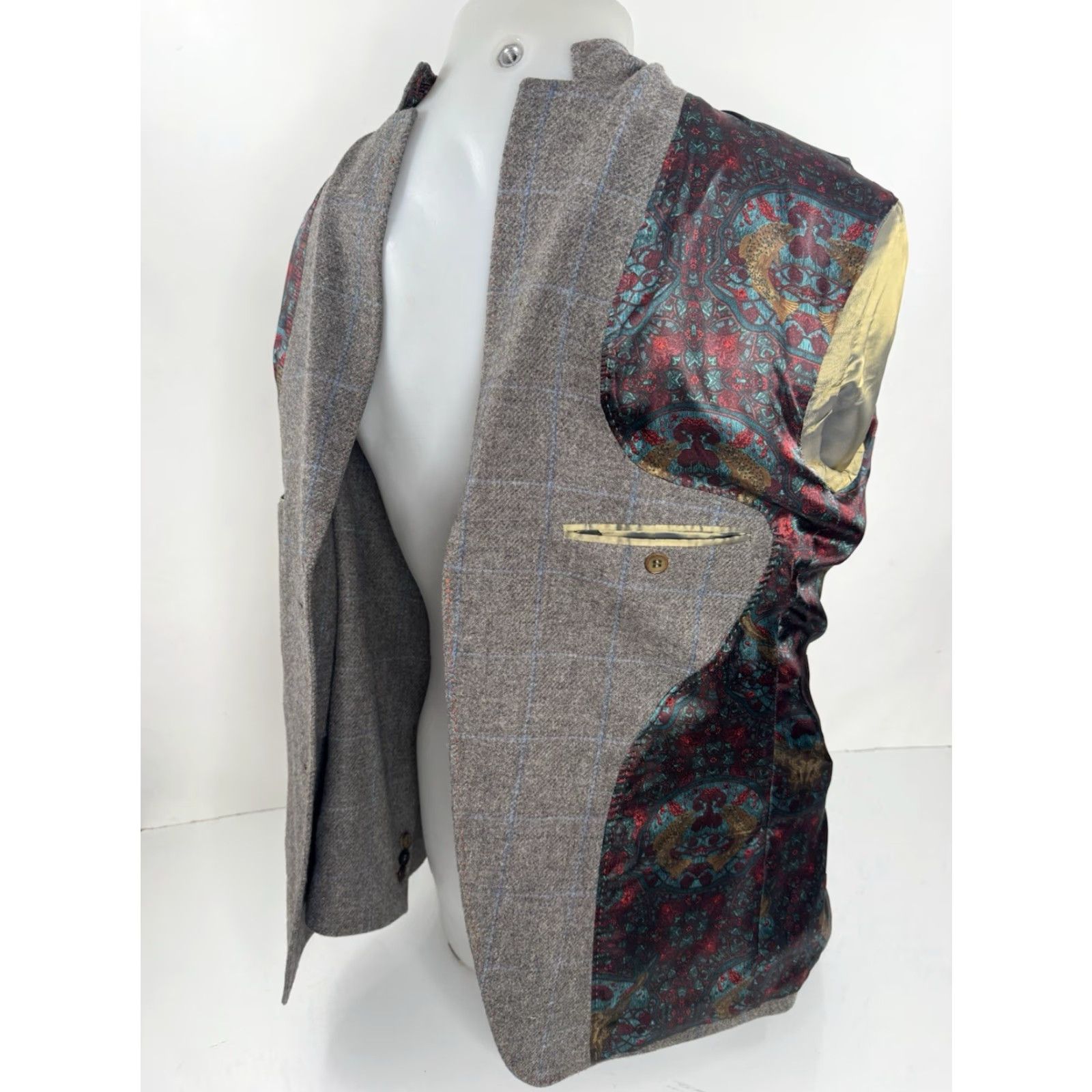 Ted Baker TED BAKER Blazer - WOOL Windowpane 40 R L - Brown/Blue - Men - Shirt/Blazer Size 42R - 7 Thumbnail
