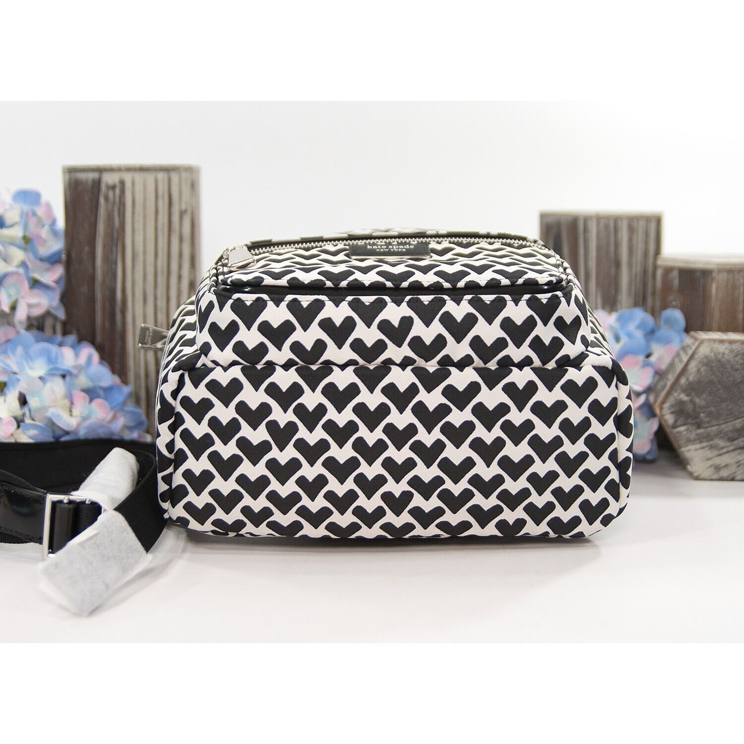 Kate Spade Kate Spade Sam Icon Black White Heart Nylon Jacquard Small B Size ONE SIZE - 6 Thumbnail