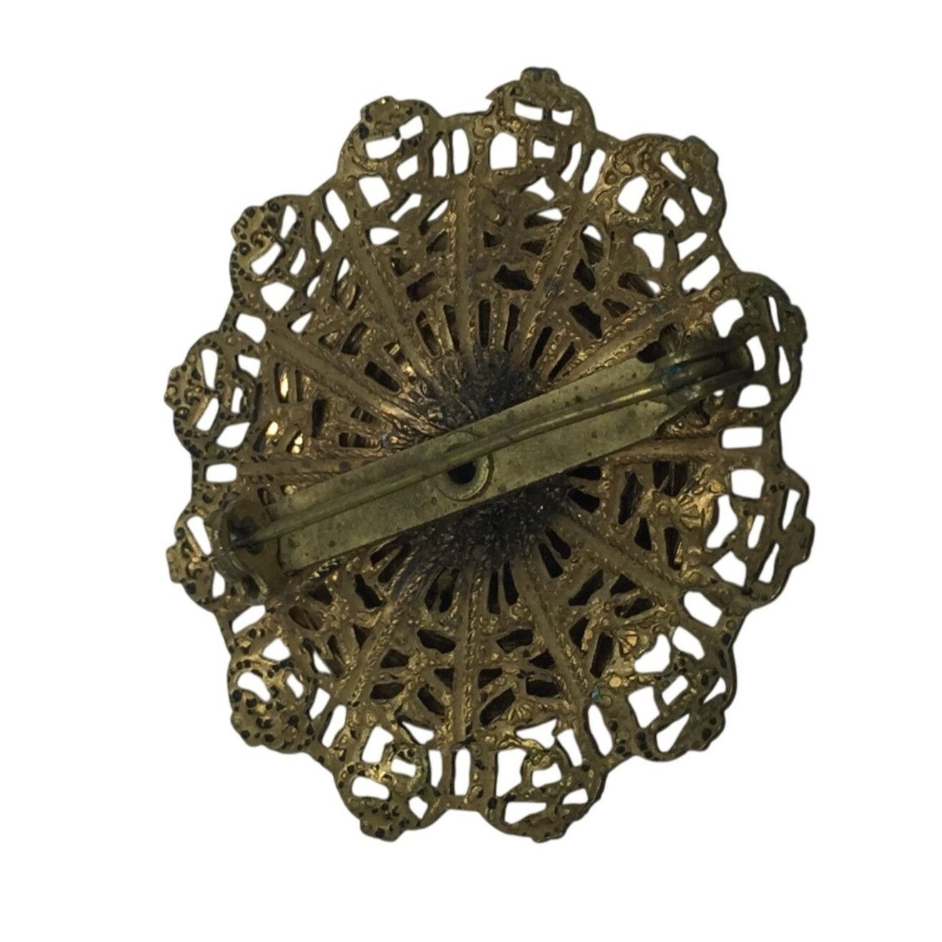 Other Vintage Gold Tone Filigree Layered Scarf Pin with Rhinestone Size ONE SIZE - 3 Thumbnail