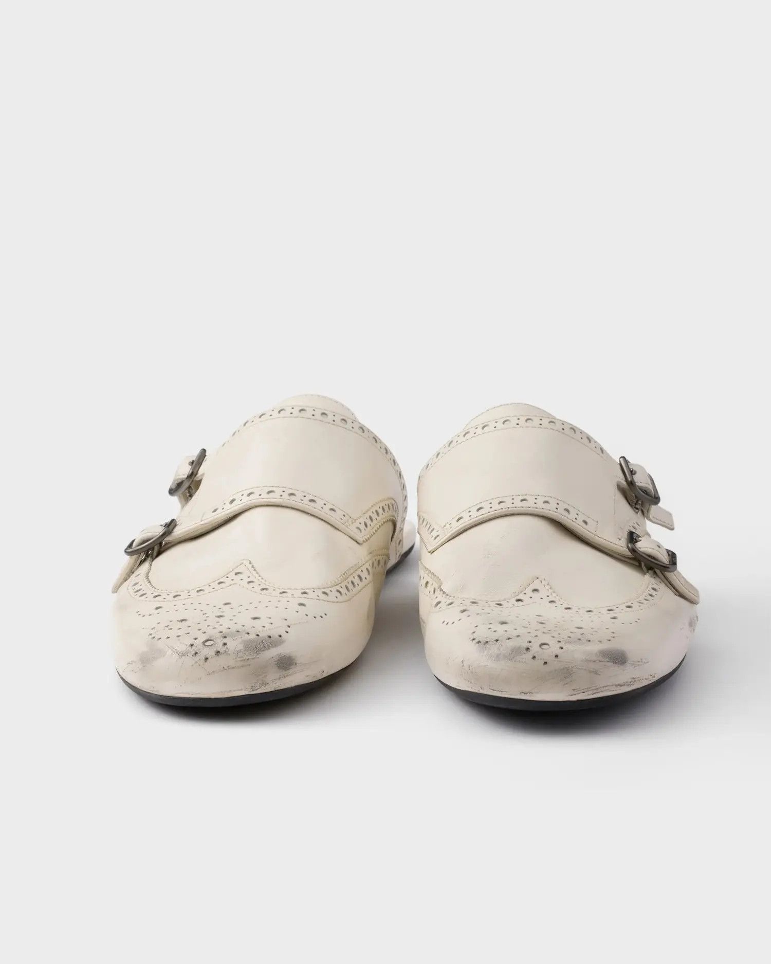 Prada o1w1db10426 Shuffle Antiqued Double Monk Strap Mules Size US 8.5 / EU 41-42 - 6 Thumbnail