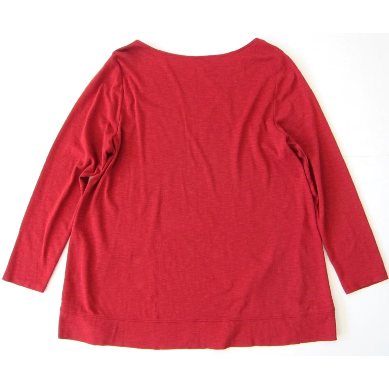 J. Jill J. Jill Blouse Shirt Women XL Petite Boat Neck Tunic 100% Cotton Red Maroon Pima Size XL / US 12-14 / IT 48-50 - 2 Thumbnail