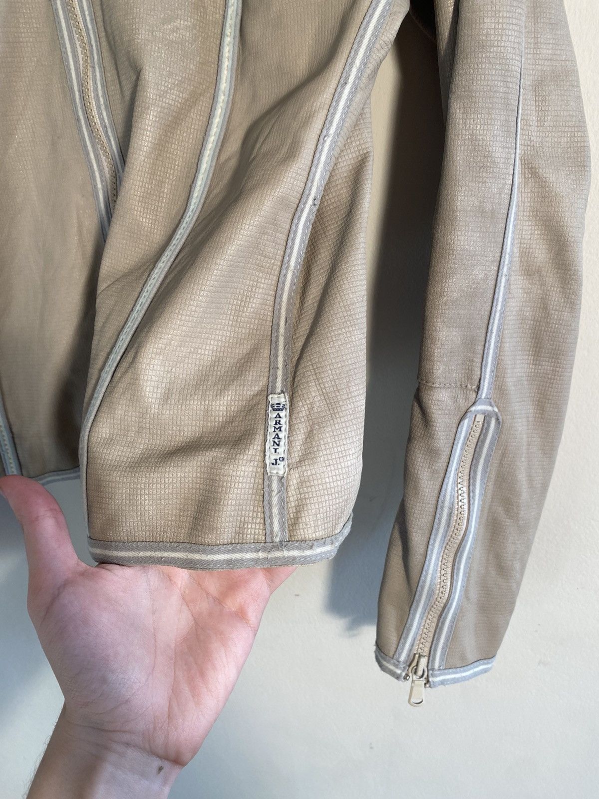 Armani × Vintage Vintage Armani Jeans Leather Biker Jacket women’s Size L / US 10 / IT 46 - 3 Thumbnail