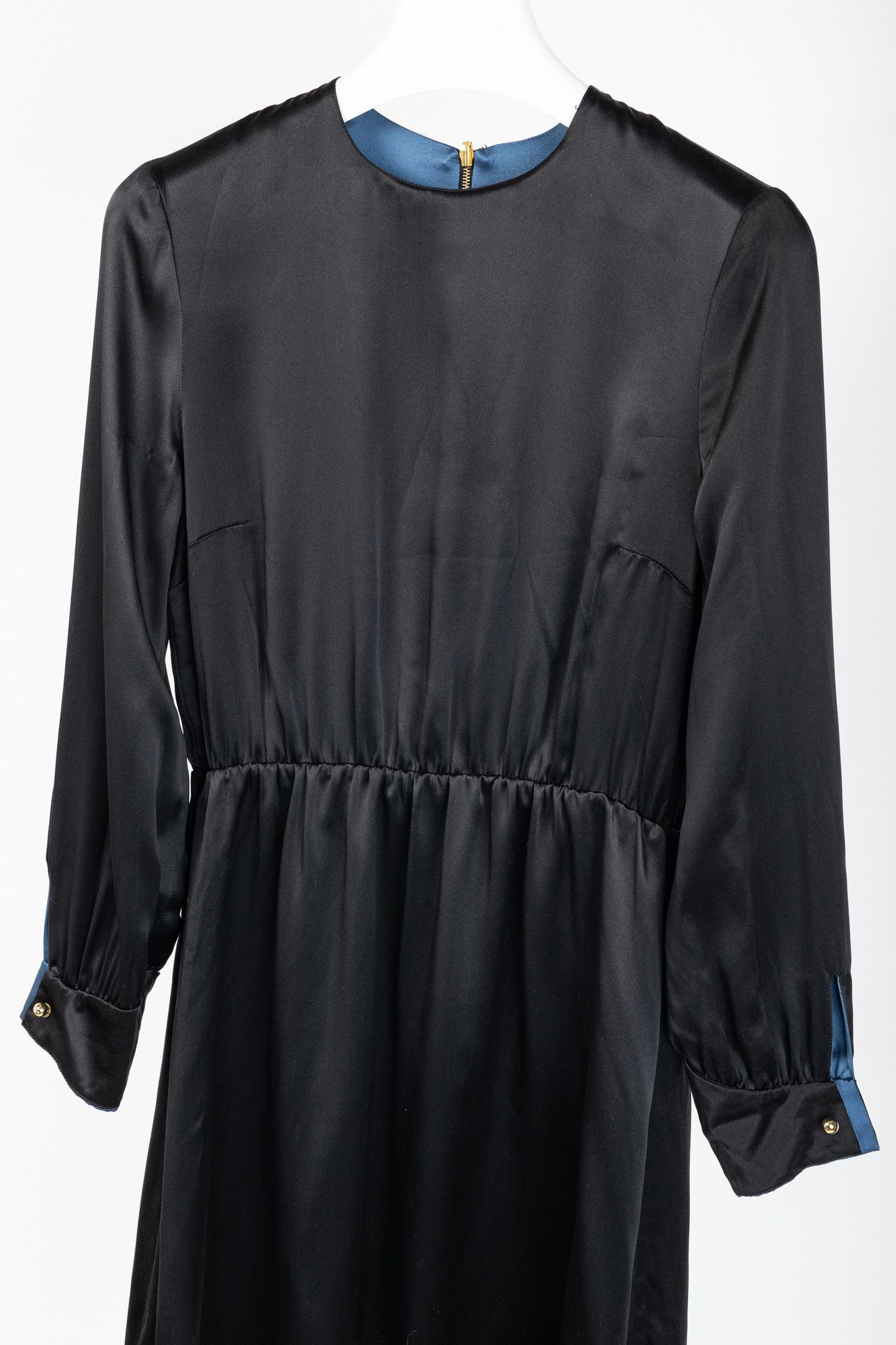 Other Dassie Reversible Black & Blue Silk Charmeuse Dress Size L / US 10 / IT 46 - 3 Thumbnail