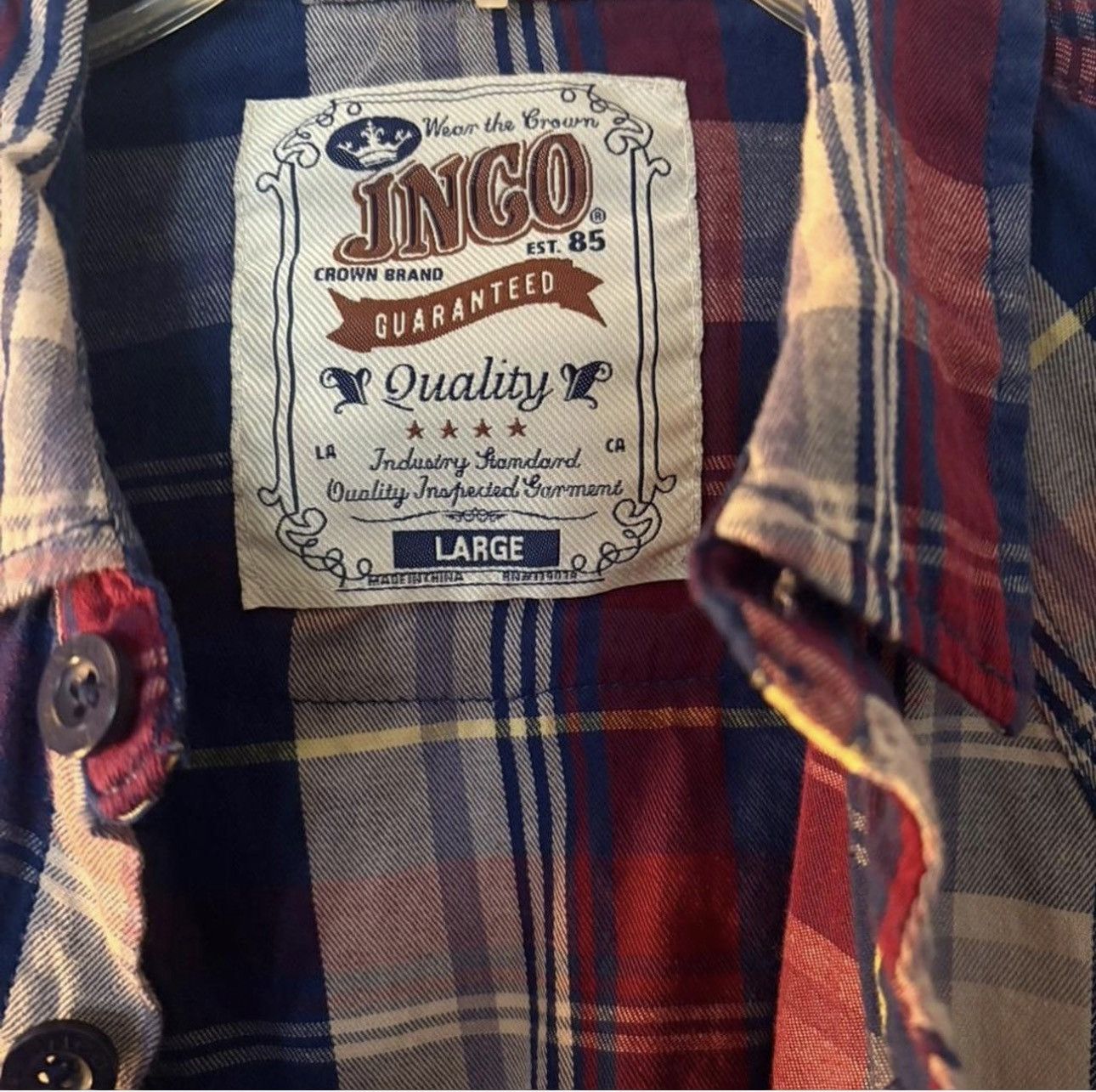 JNCO JNCO Crown Brand Flannel Plaid Button Up Size US L / EU 52-54 / 3 - 2 Thumbnail