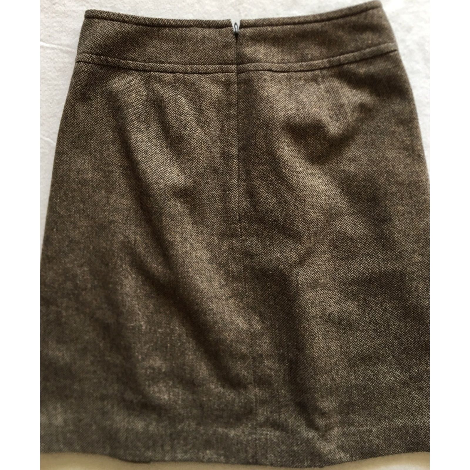 Ann Taylor Ann Taylor Skirt Womens Size 2 Brown Zip Closure Knee Length Slit Straight Pencil Style Dressy Casual Formal Mens? Size 26" / US 2 / IT 38 - 4 Thumbnail
