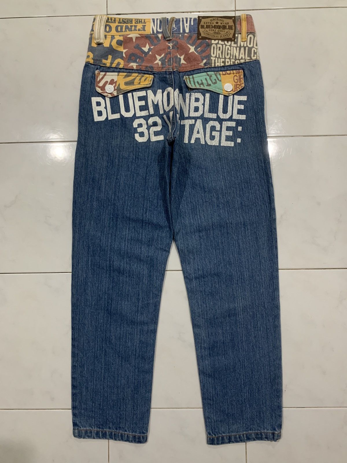 Japanese Brand Bluemoonblue 32 Vintage Printed Jeans Size US 28 / EU 44 - 5 Thumbnail