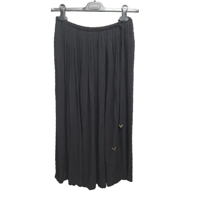 Valentino Valentino Black Pleated Silk Midi Skirt 0089 Size 28" / US 6 / IT 42 - 1 Thumbnail