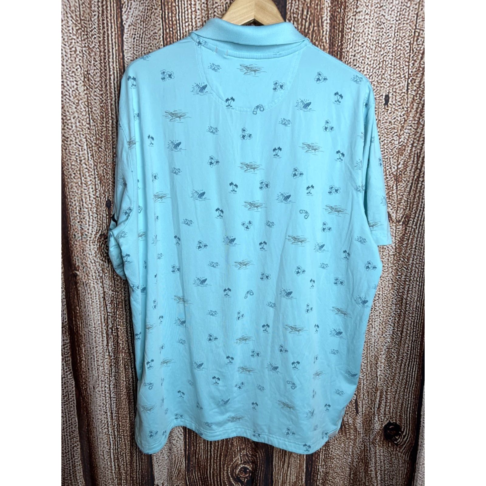Puma Puma Polo Shirt Mens XL Blue Humpback Whale Allover Print Stretch Wicking Casual Shirt Size US XL / EU 56 / 4 - 4 Thumbnail