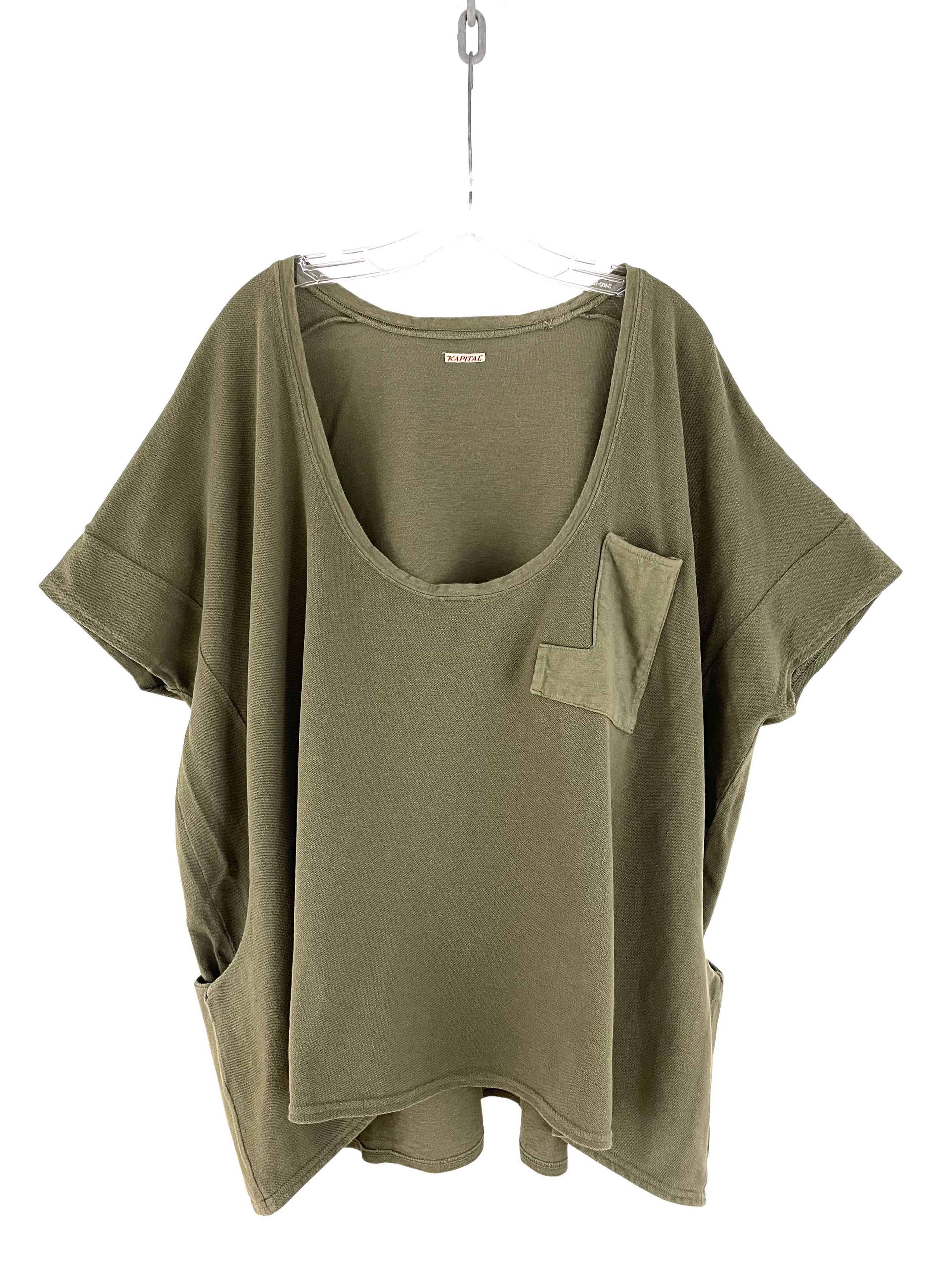 image of Kapital Oversized Scoopneck Shirt in Green, Men's (Size 2XL)