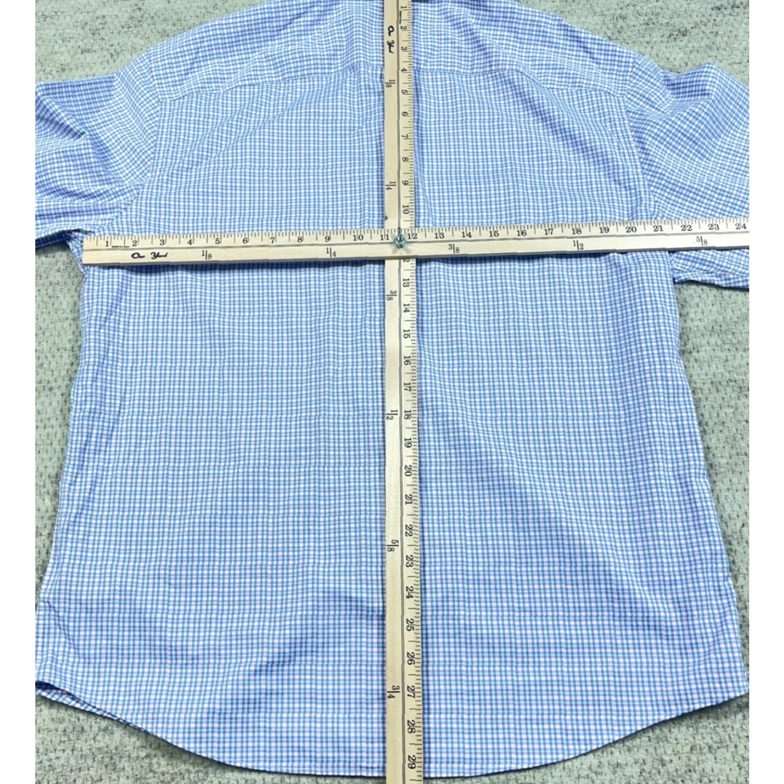 UNTUCKit UNTUCKit Button-Up Shirt Men XL Blue Plaid Nylon Performance Stretch Dress Shirt Size 46R - 7 Thumbnail