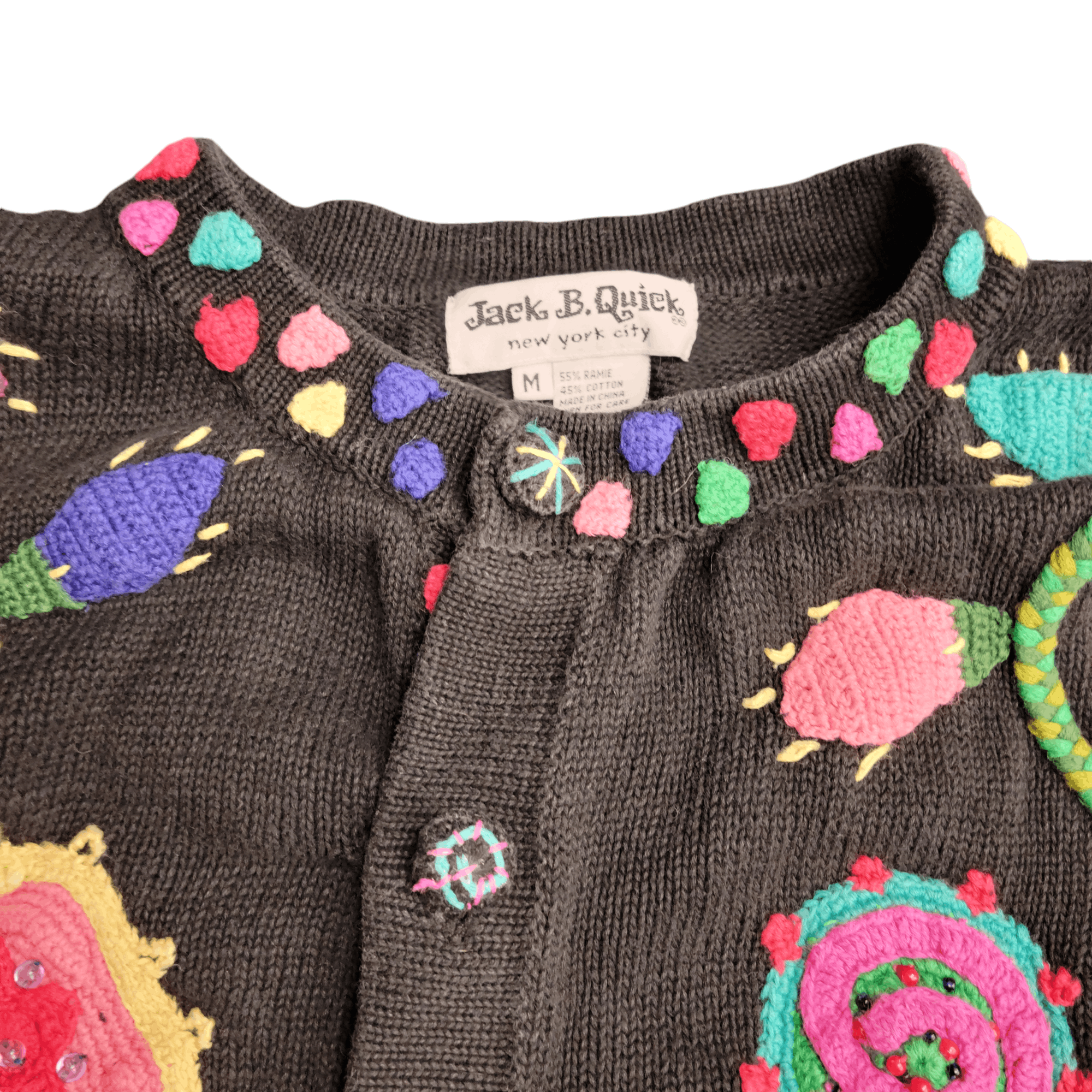 NBDN Nobrandedon Ugly Christmas Sweater Black Crochet Design Offensive Size M / US 6-8 / IT 42-44 - 7 Thumbnail