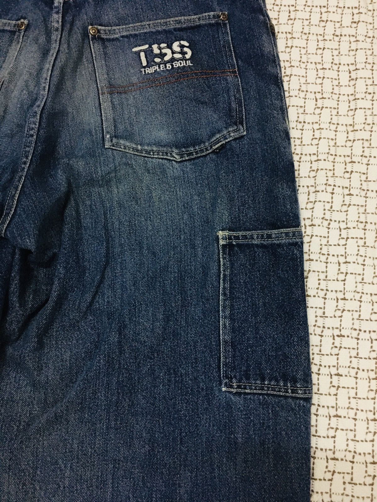 Fubu × JNCO × Triple 5 Soul A06 Triple 5 Soul NYC Distressed Baggy Jeans Size US 31 - 17 Thumbnail