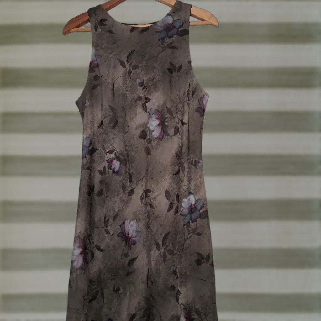 Vintage VINTAGE All That Jazz Slip Dress Shirt Girls 14 Green Floral 1990s Long Semi Sheer Sleeveless Crinkle Crinkle Size XL / US 12-14 / IT 48-50 - 1 Thumbnail