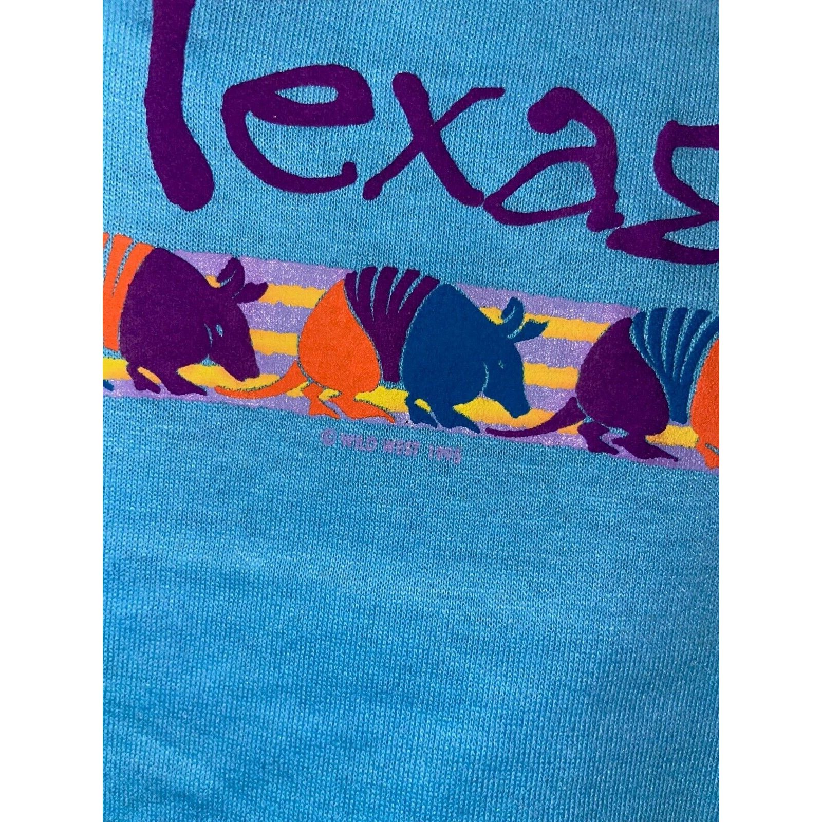 Vintage 90s Youth Vintage Texas Armadillo Graphic Blue Shirt Tee M Size M / US 6-8 / IT 42-44 - 4 Thumbnail