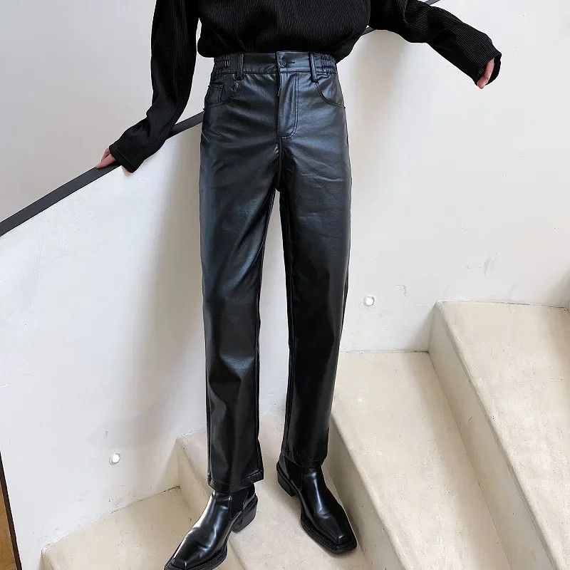 Japanese Brand × Jean × Leather Trendy Punk Elastic Waist Casual Pants Men's Leather Pants Size US 32 / EU 48 - 3 Thumbnail