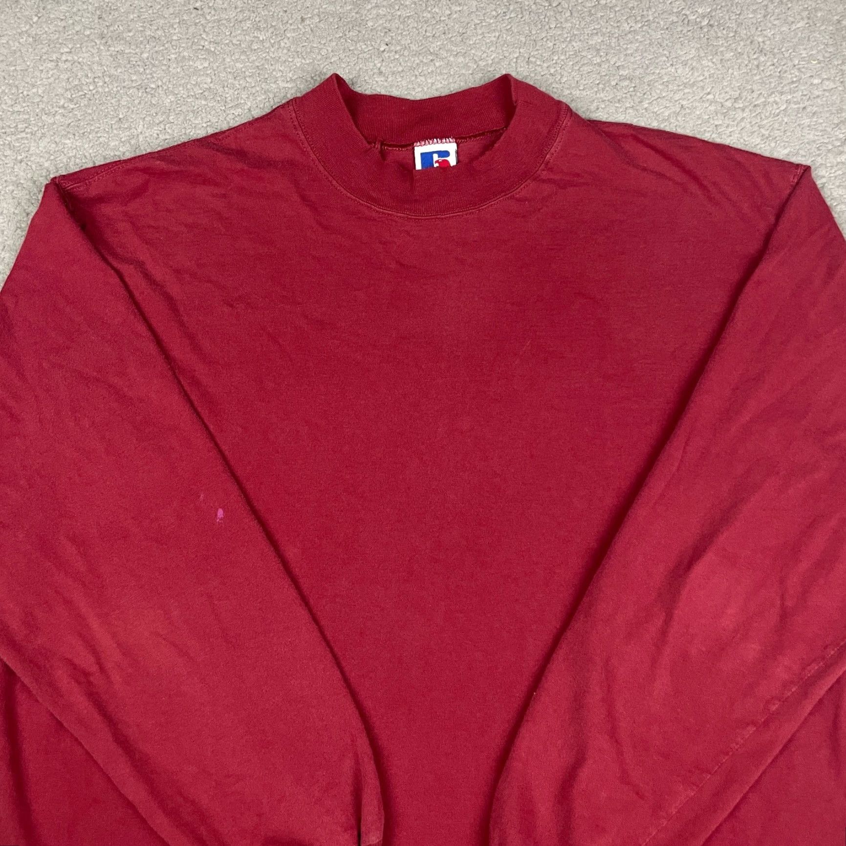 Vintage VINTAGE Russell Athletic T shirt Adult XL Red Pro Cotton Men's Long USA 90s Crew Neck Long Sleeve Solid Logo Pockets Regular Size US XL / EU 56 / 4 - 2 Thumbnail